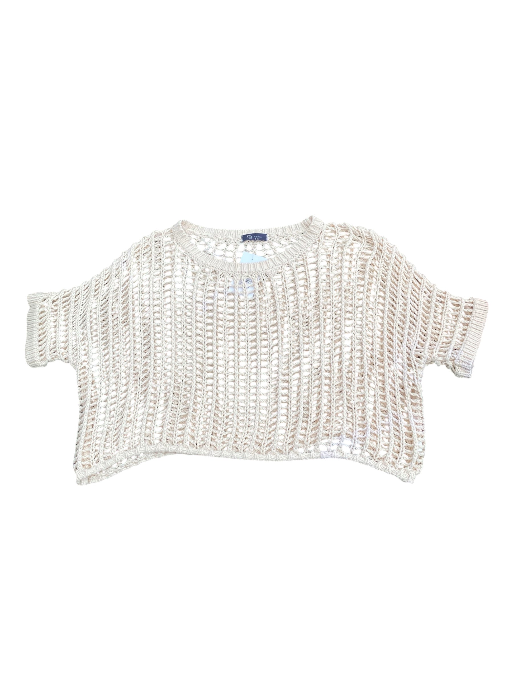 Cream KLd Open knit ss top, M