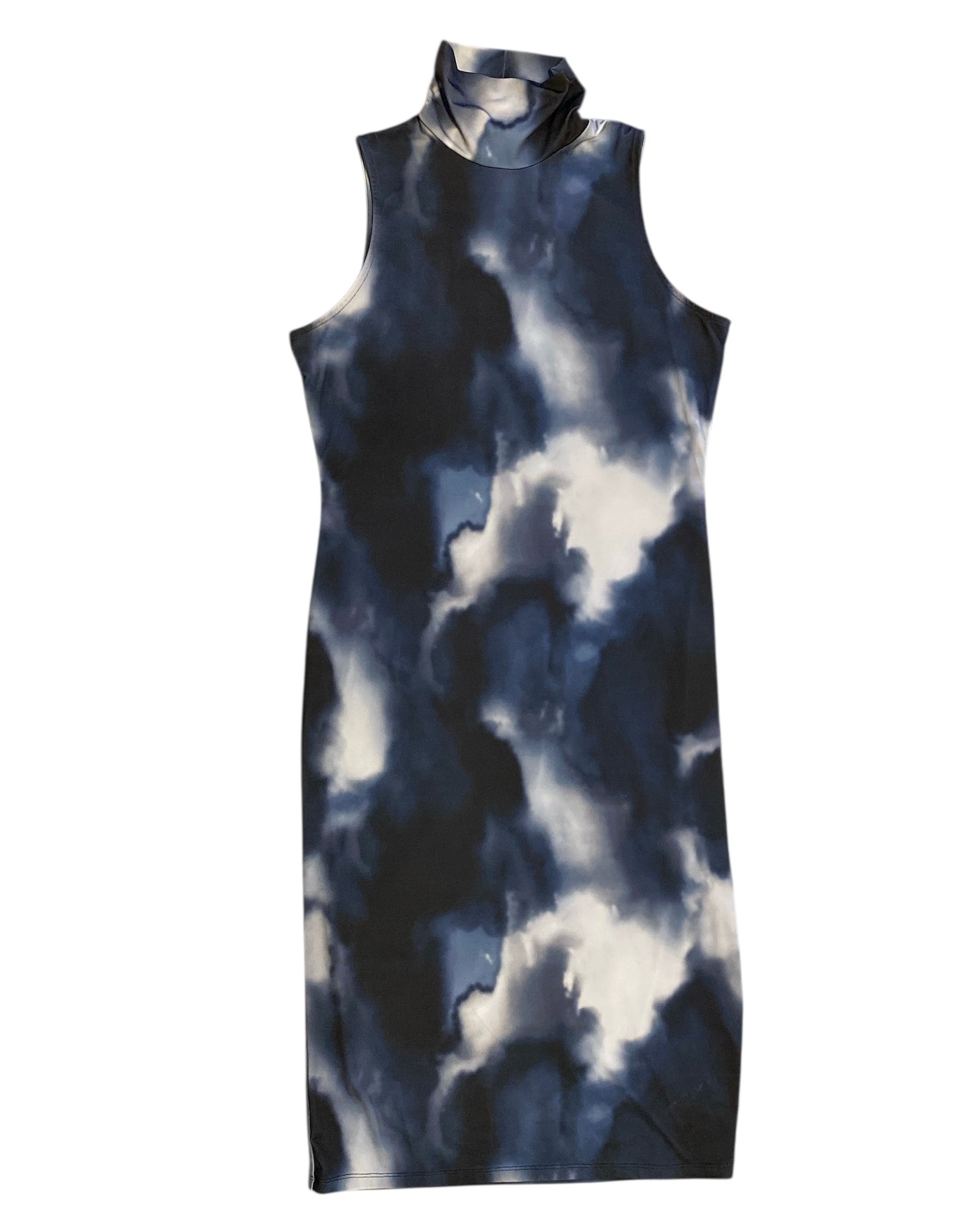 black gray h&m watercolor high neck dress, m