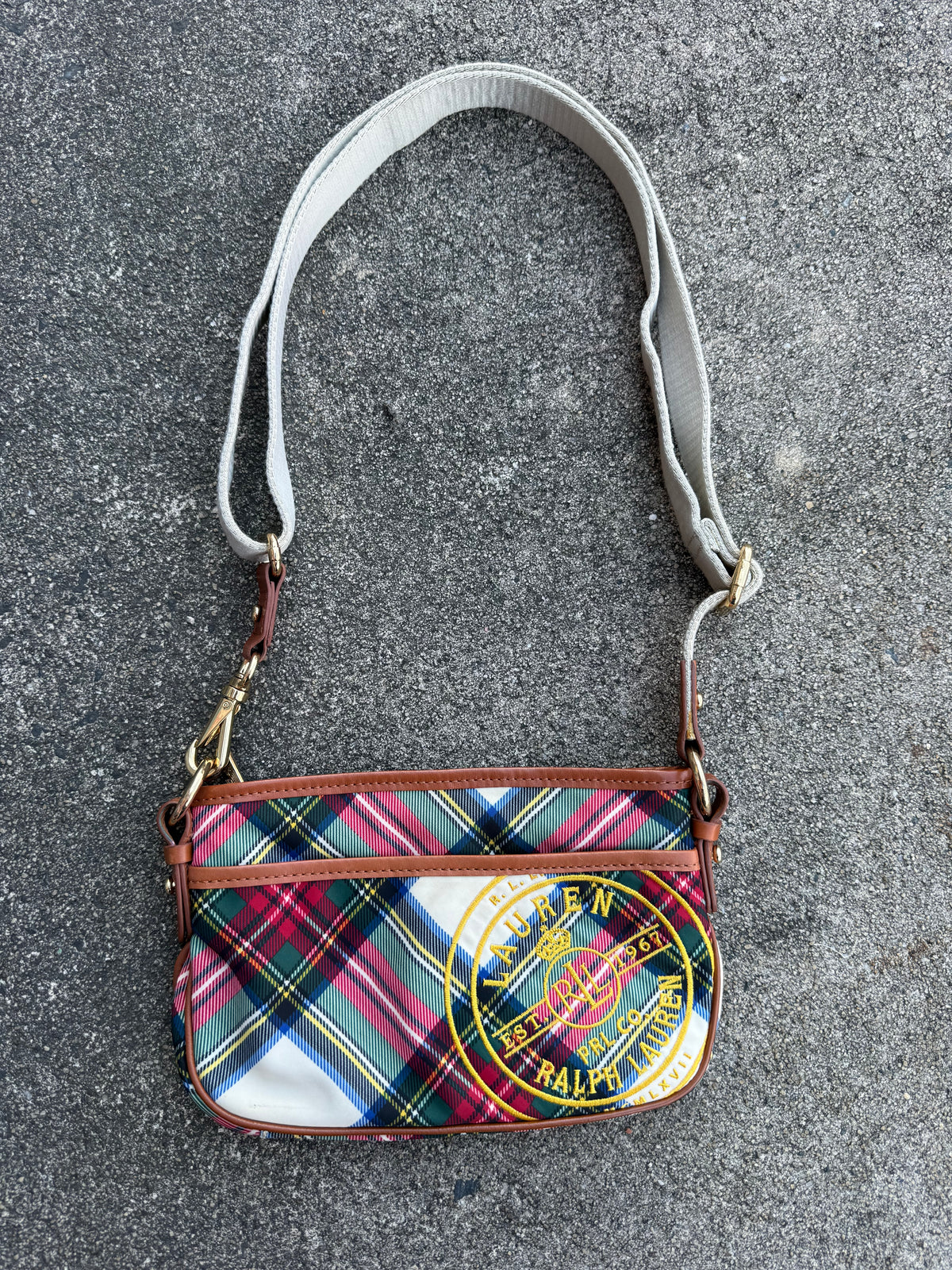 ralph lauren plaid bag