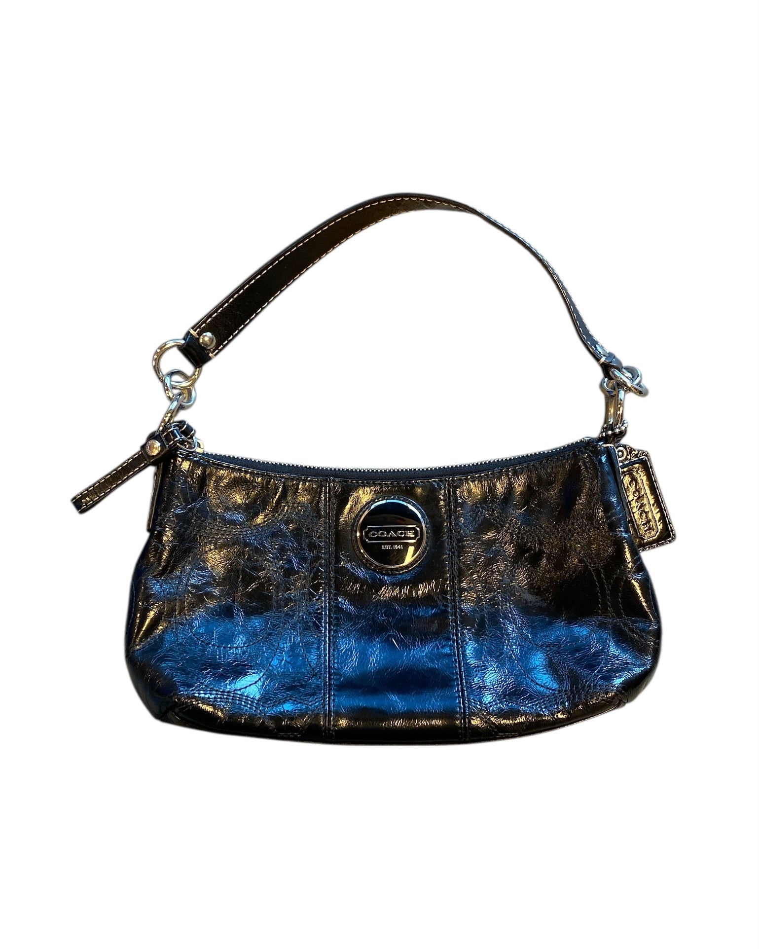 black coach patent shoulder bag
