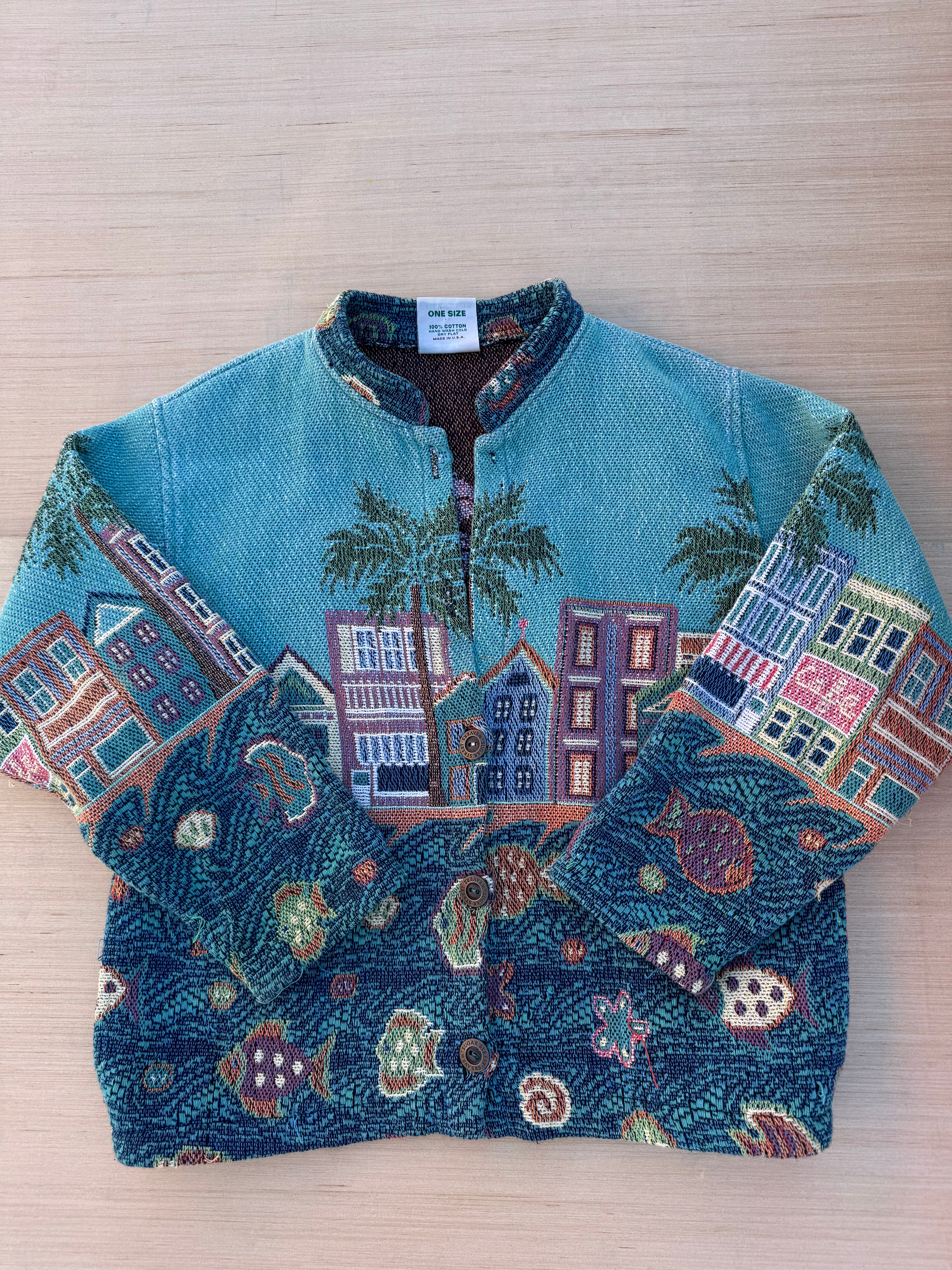blue sugar street weavers house cardigan size M
