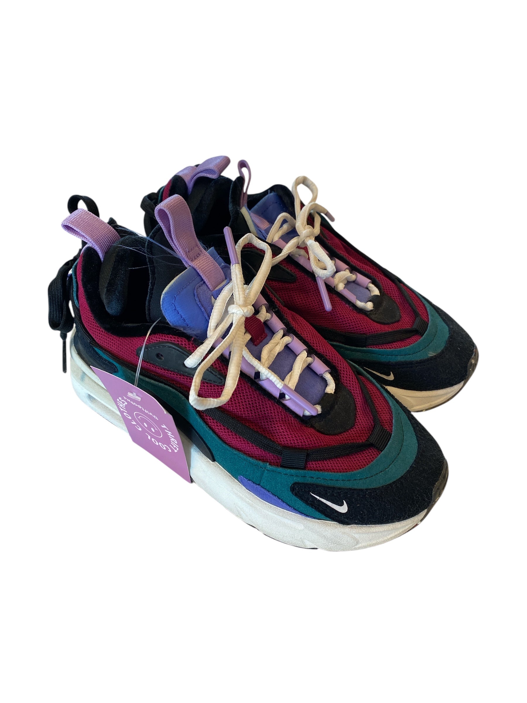maroon green black nike platform sneakers, 5