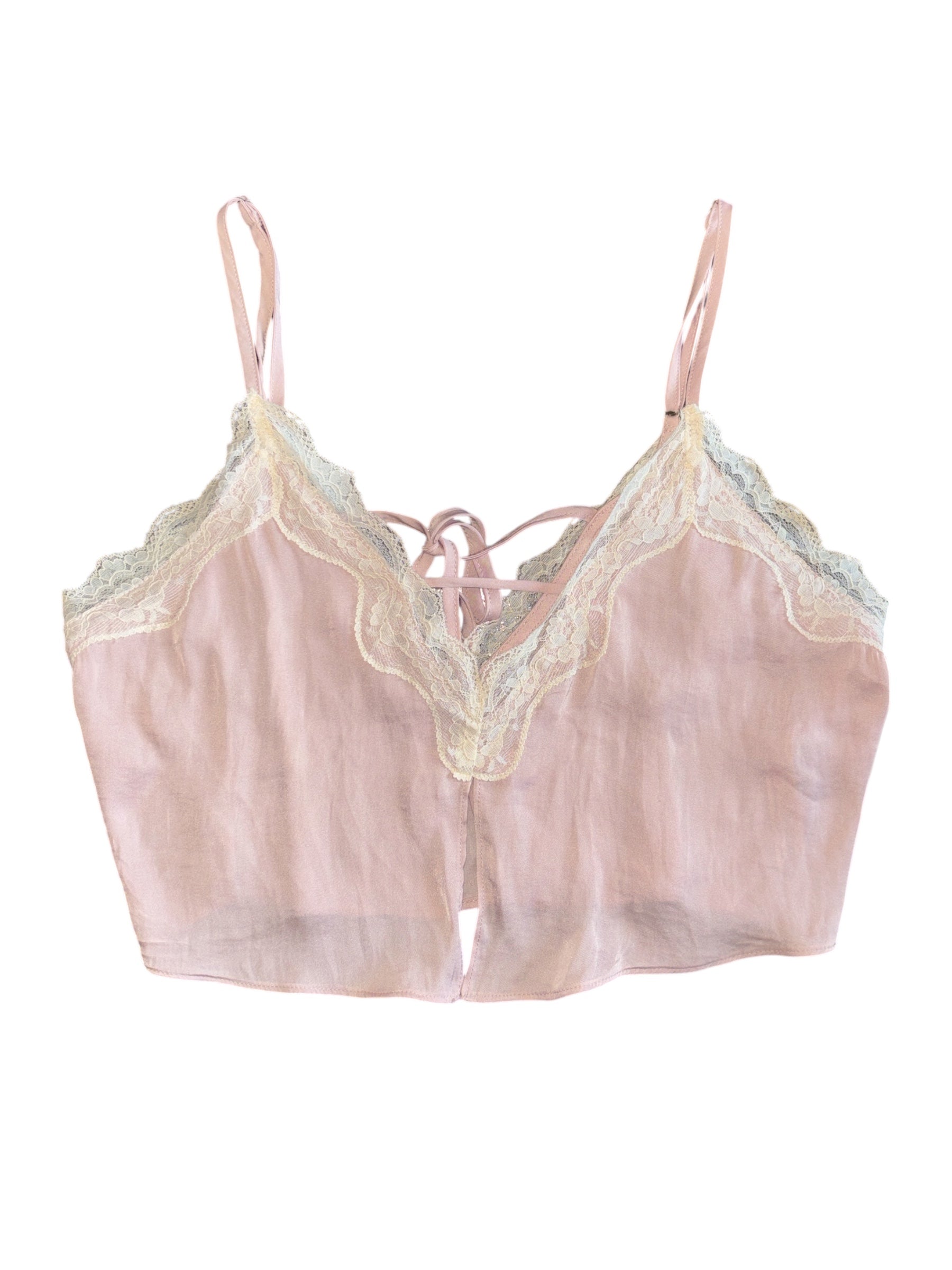 pink white out from under slip tank w lace, s
