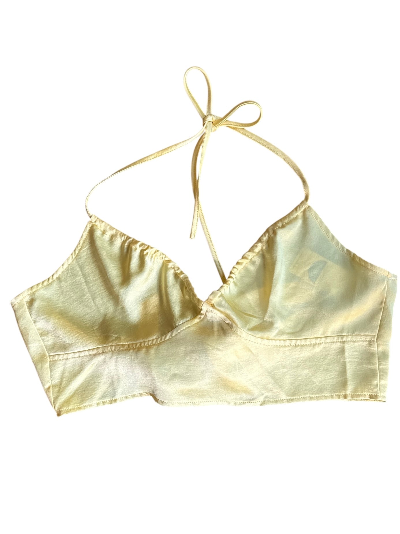 yellow victoria + sophia nwt satin halter cami, m
