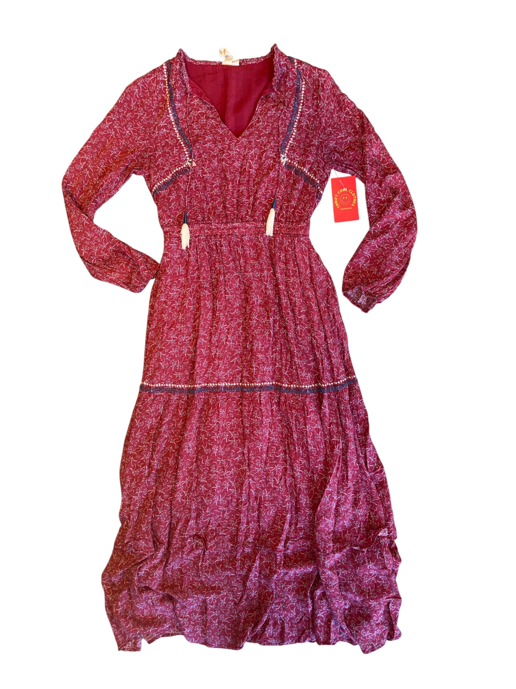 red1 dolan patterned smocked dress, xs
