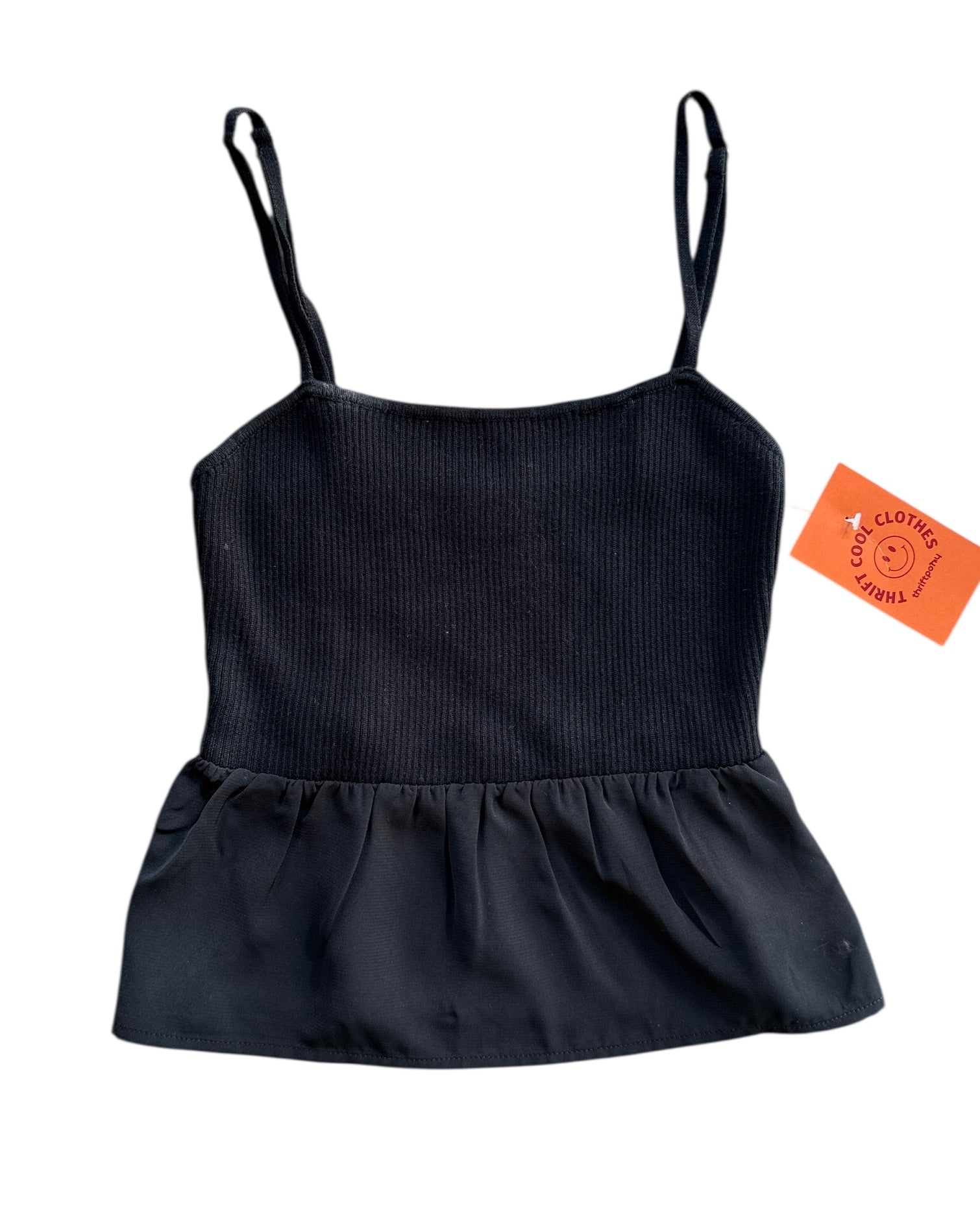 black abercrombie ribbed peplum tank, xs