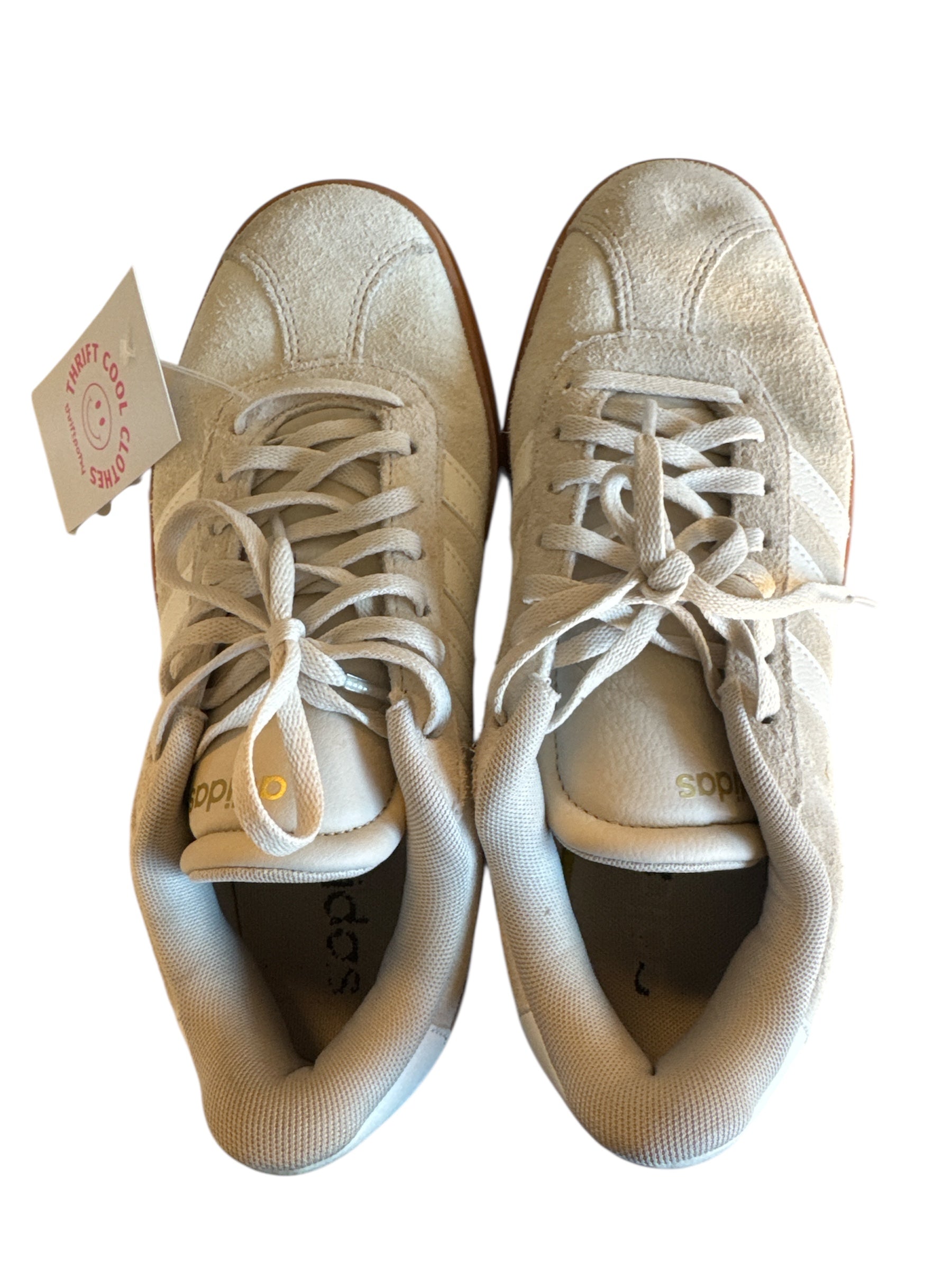 cream adidas platform gazelles, 8 women's