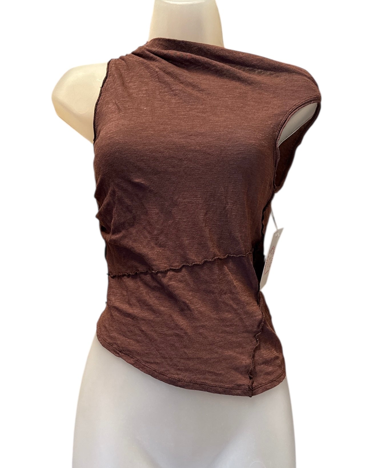 bvrown free people heathered ruch sleeveless top, xs