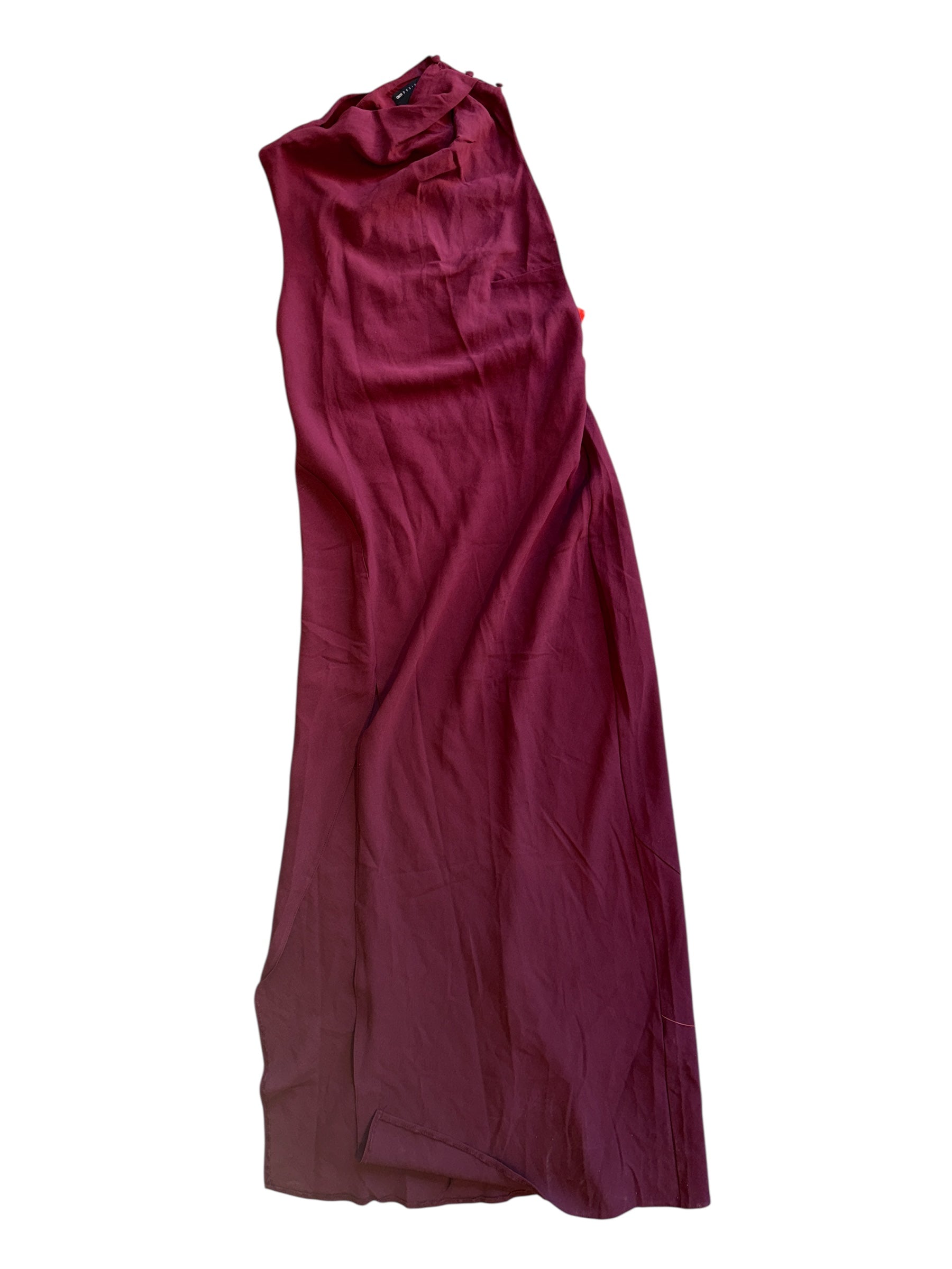 burgundy asos boatneck cut off maxi dress, 8