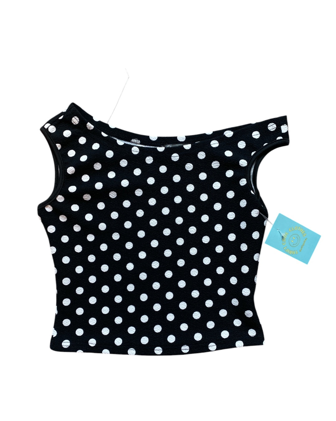 Black white Derax Polka dot crop tank, xs