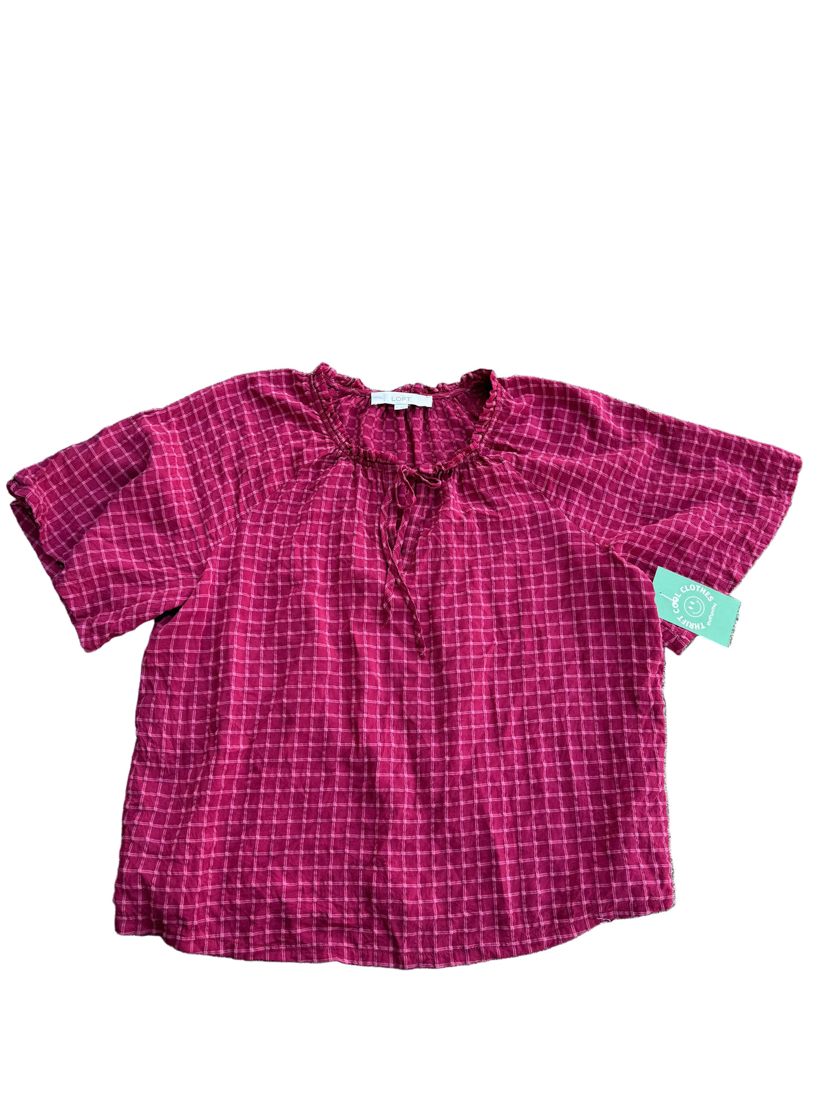 red loft grid blouse, m
