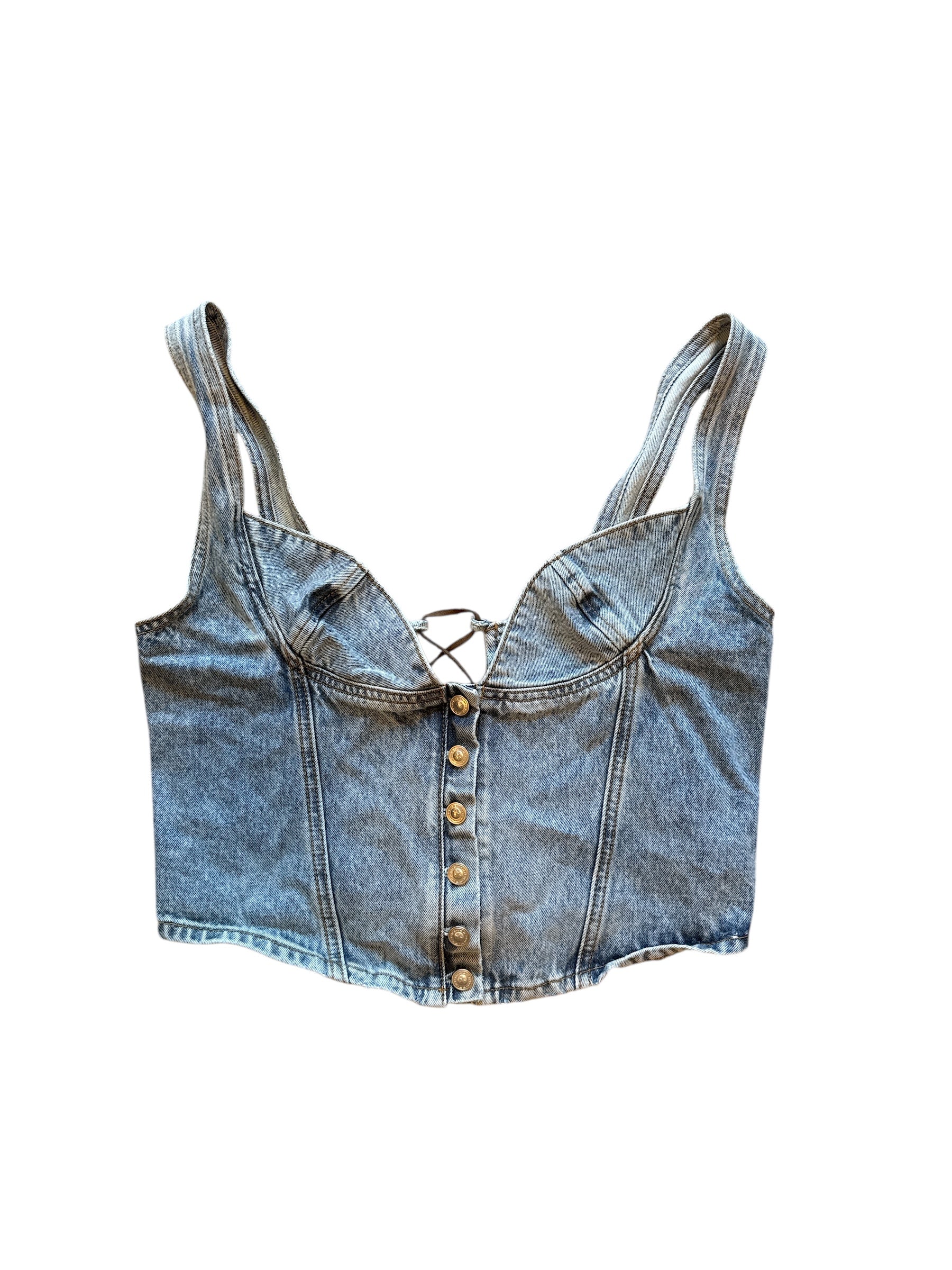 Blue Princess Polly Lace back denim bustier top, 10