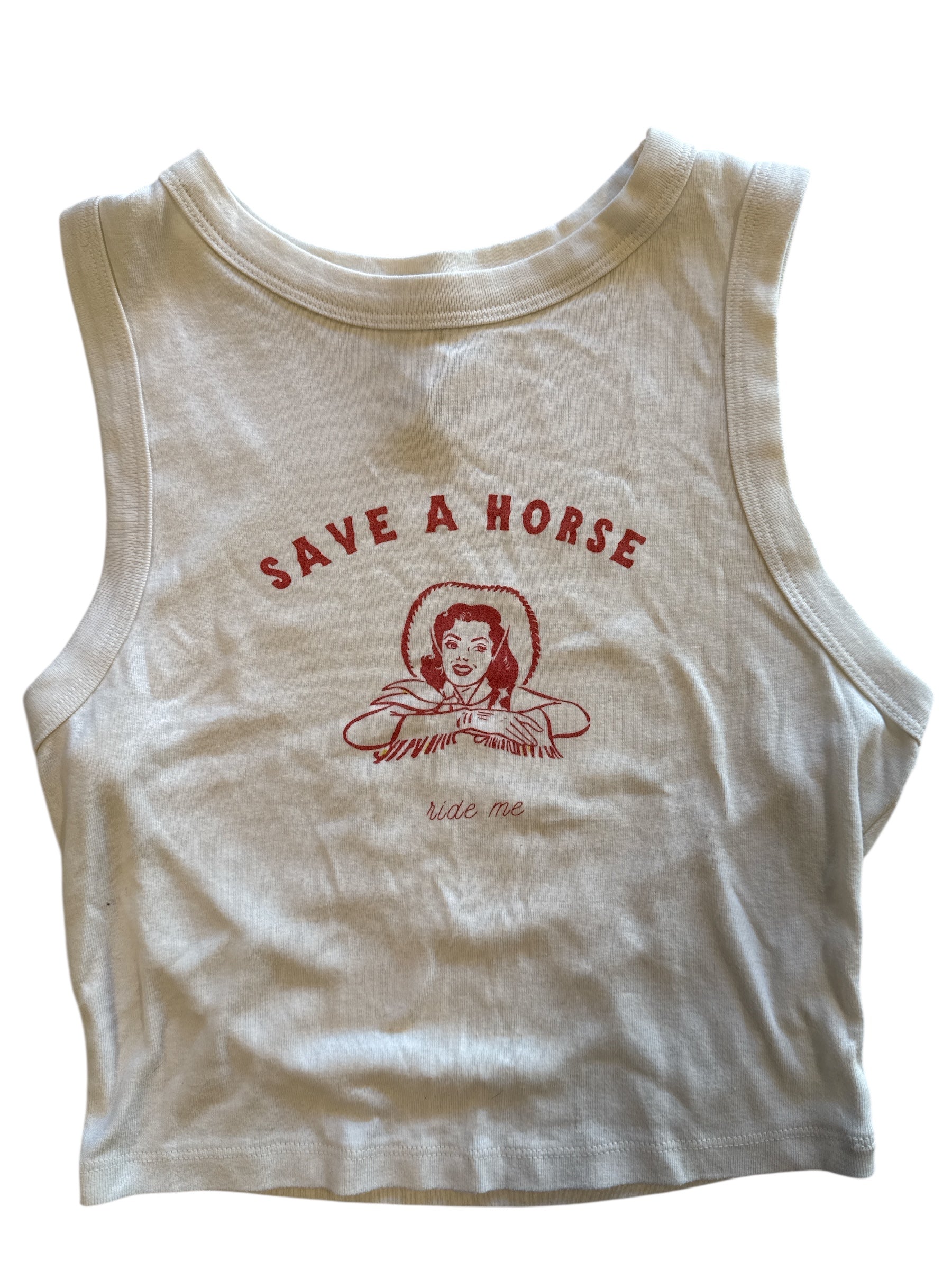 cream homewurk save a horse ride me tank, s