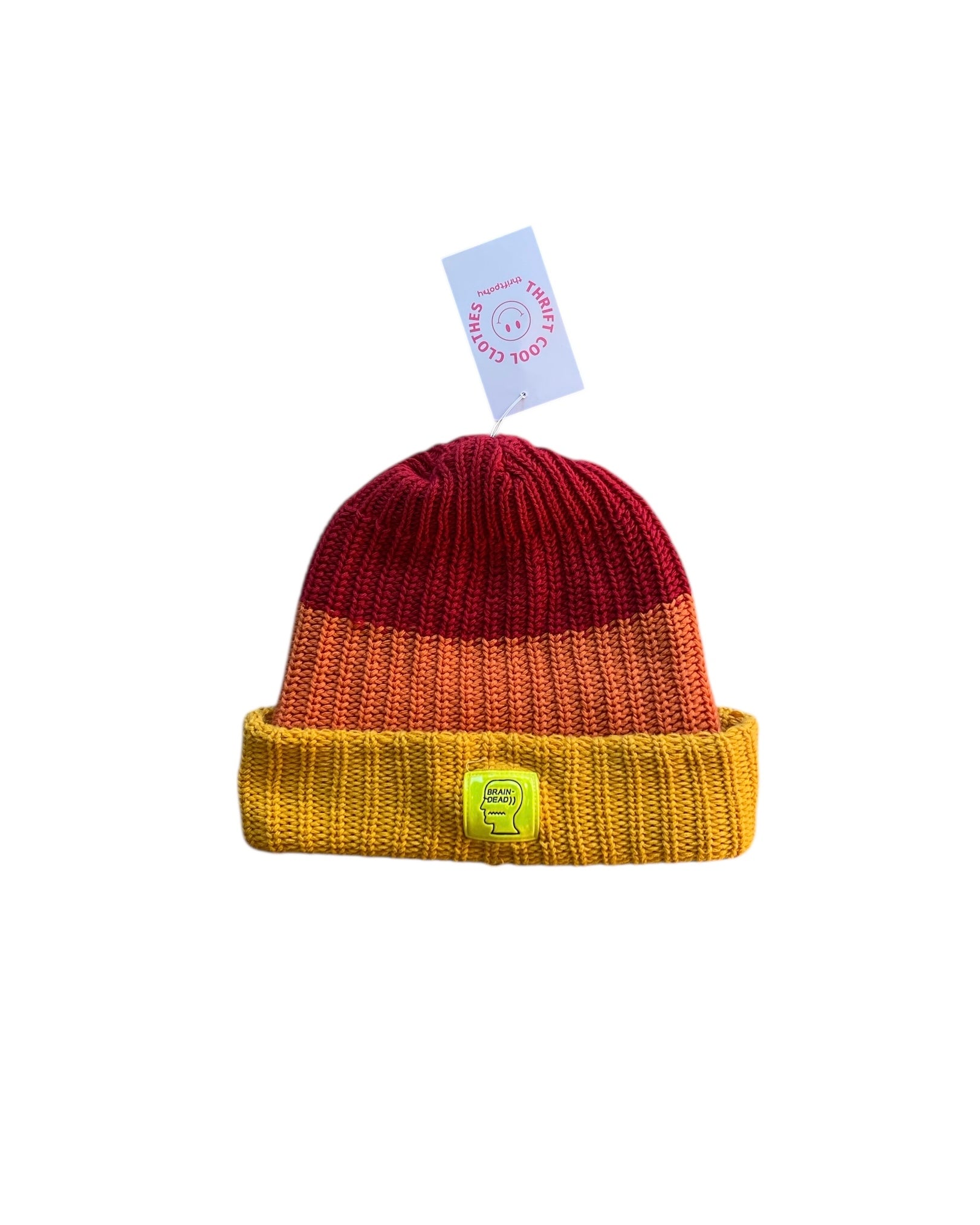 orange red  knit brain dead beanie