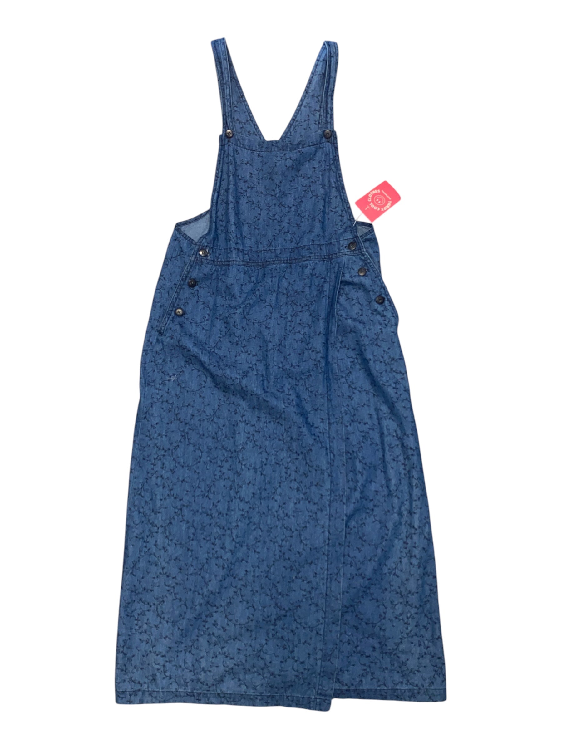 Blue Capacity Vtg floral denim overall dress, M