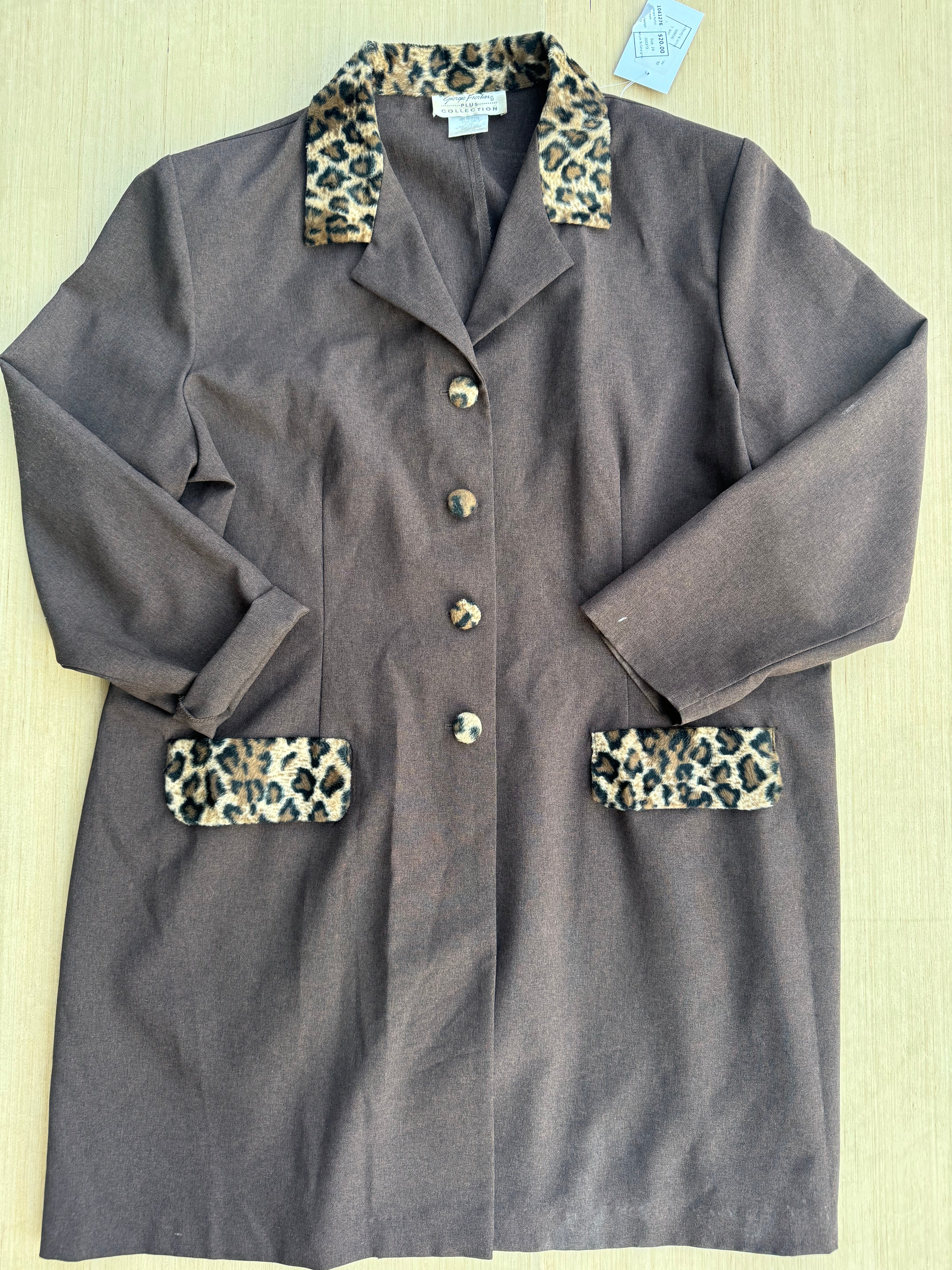 brown giorgio fiorlini coat w cheetah details, 24