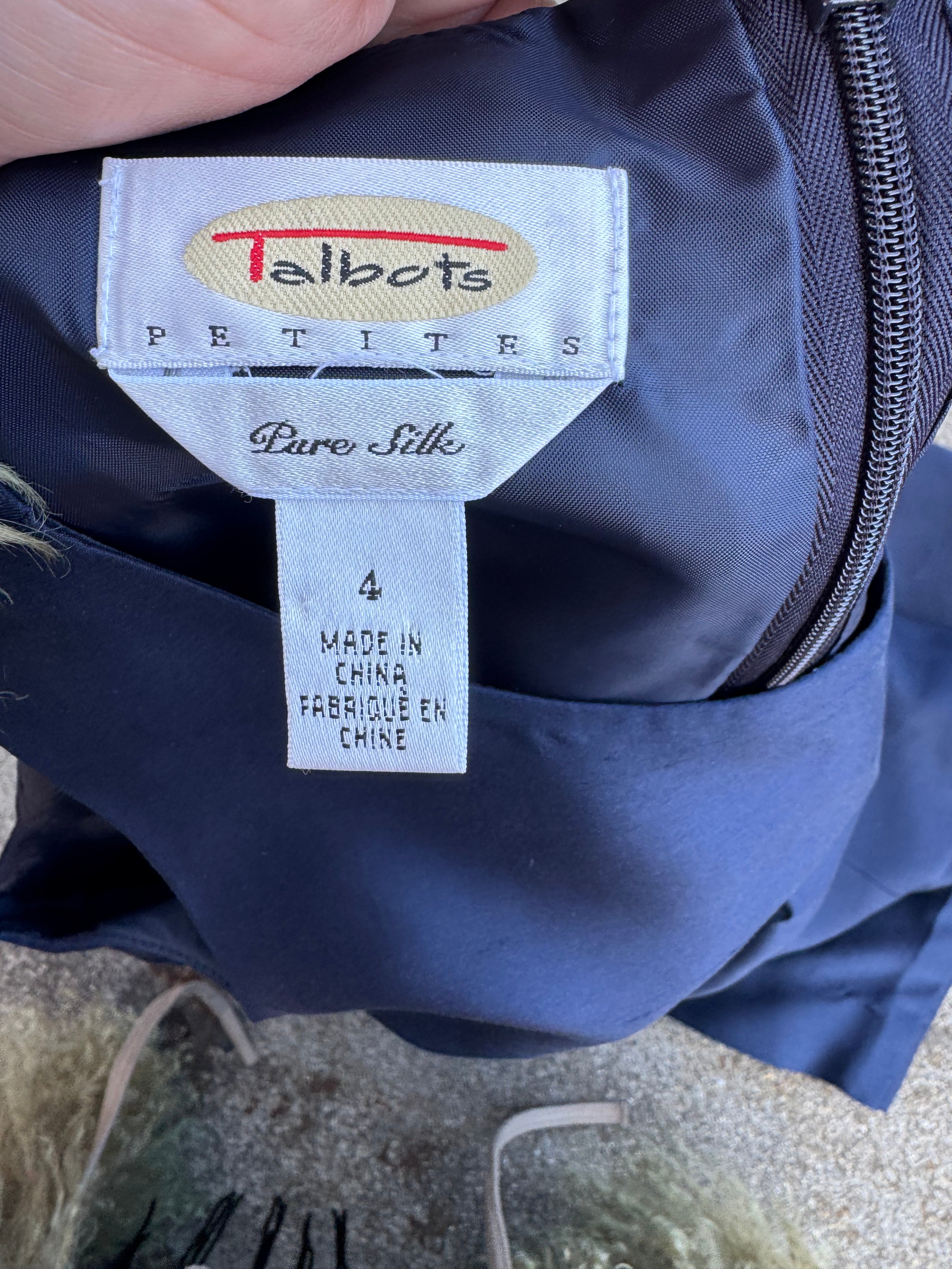 blue Talbots 100% silk shift dress, 4