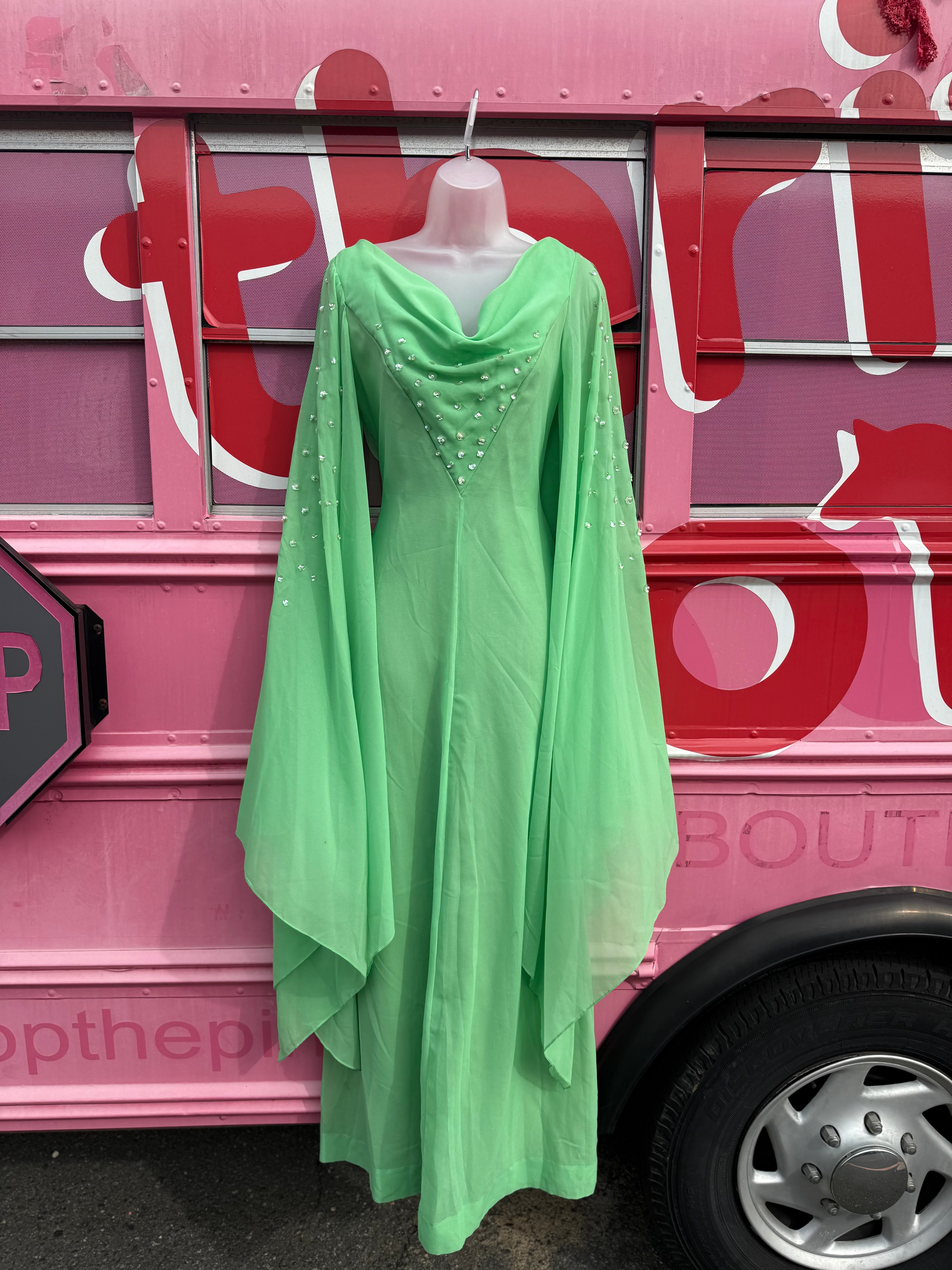 green madison avenue flowy sequin vtg maxi, 10