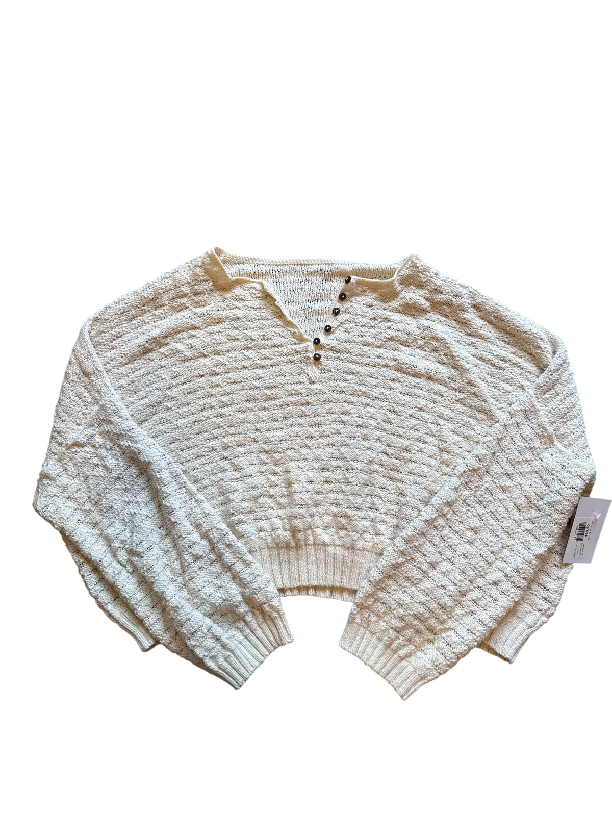 cream  cutie knit 3/4 ls pullover, fits m