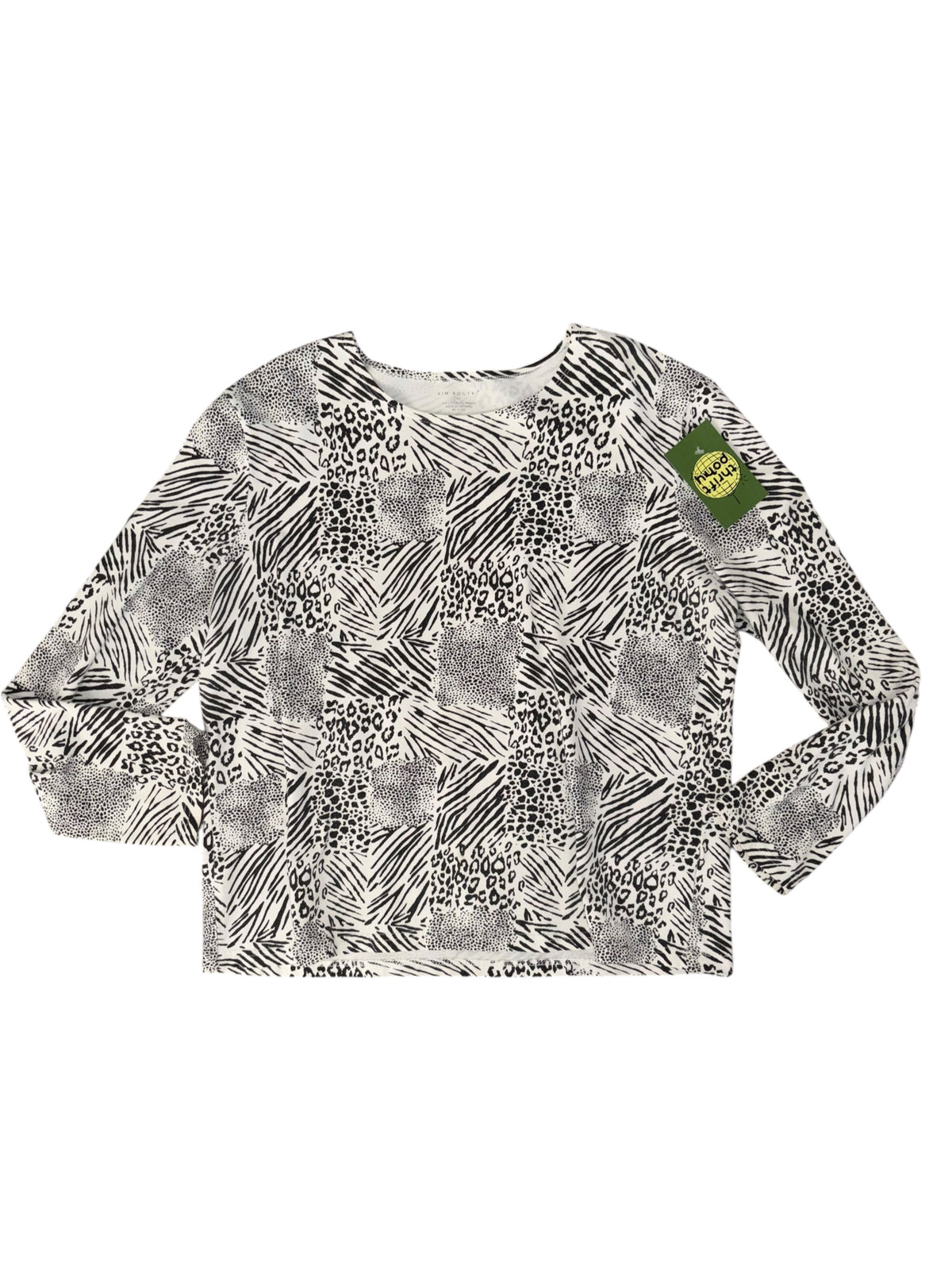 white black kim rogers animal print ls top, xl