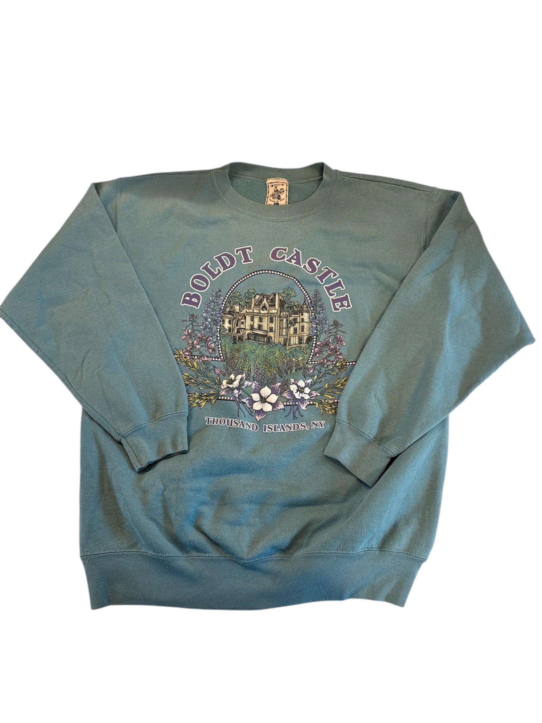 teal alore vtg 80s boldt castle crewneck (made in usa), L