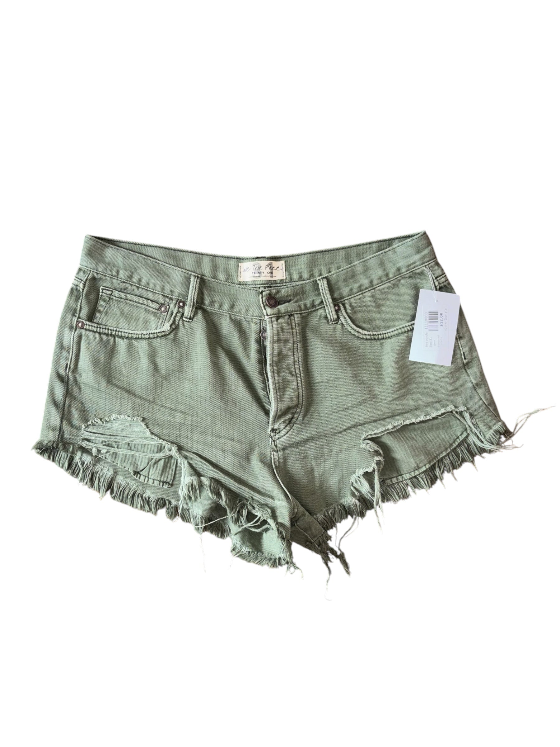 green free people distressed shorts, 31