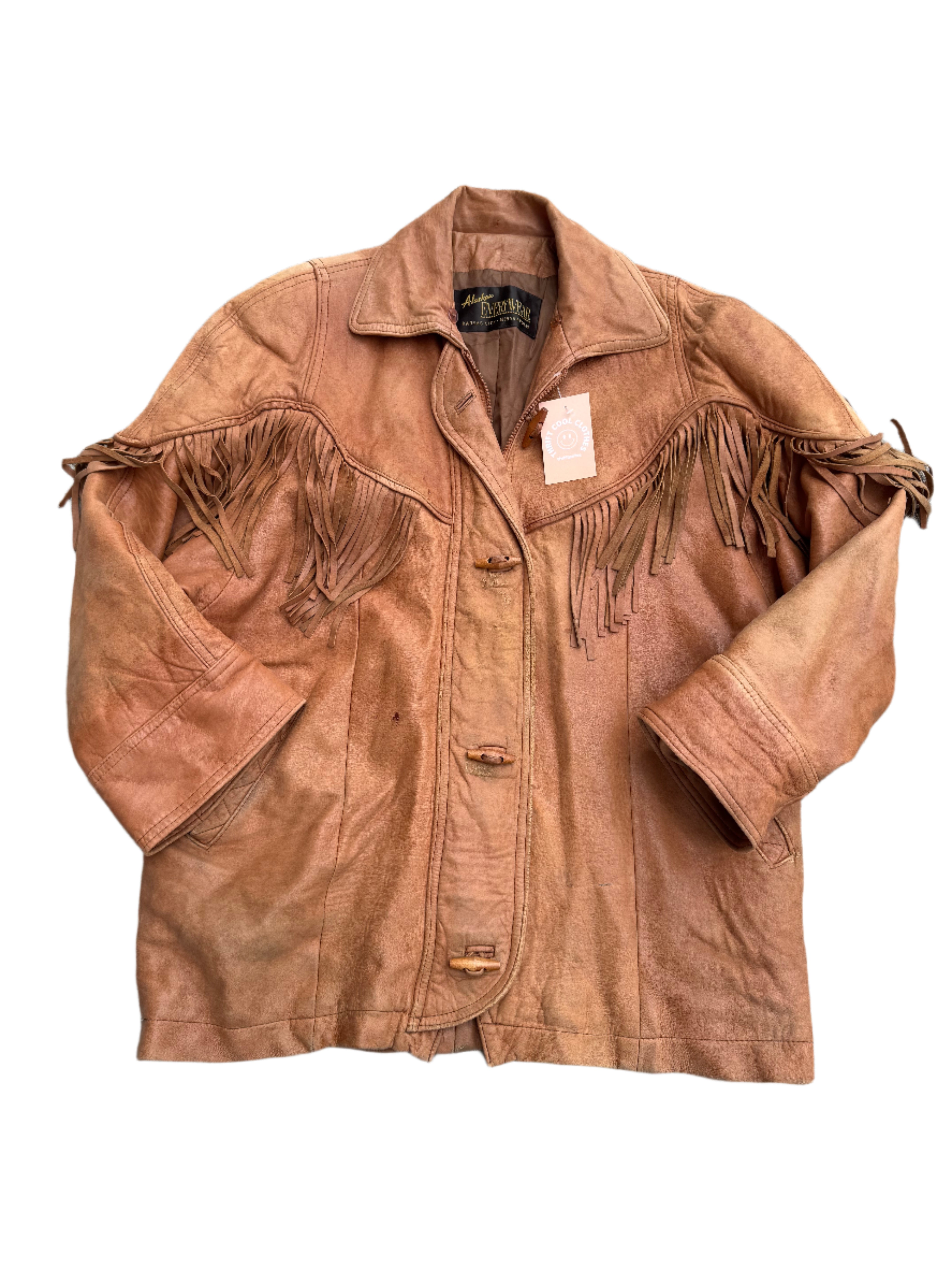 Brown Alaskan ever wear Vtg fringe leather jacket, L
