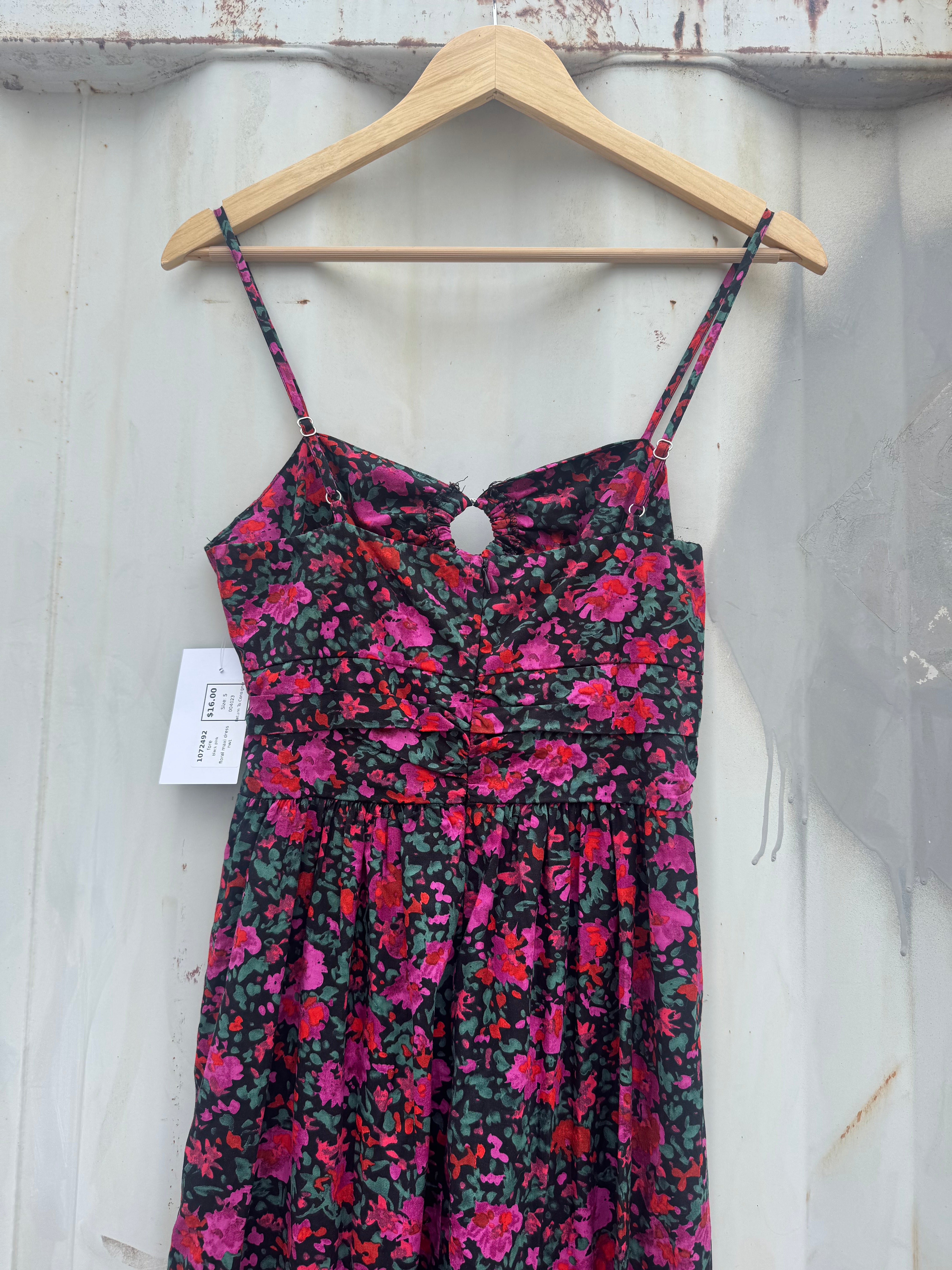 black pink fore floral maxi dress nwt, S