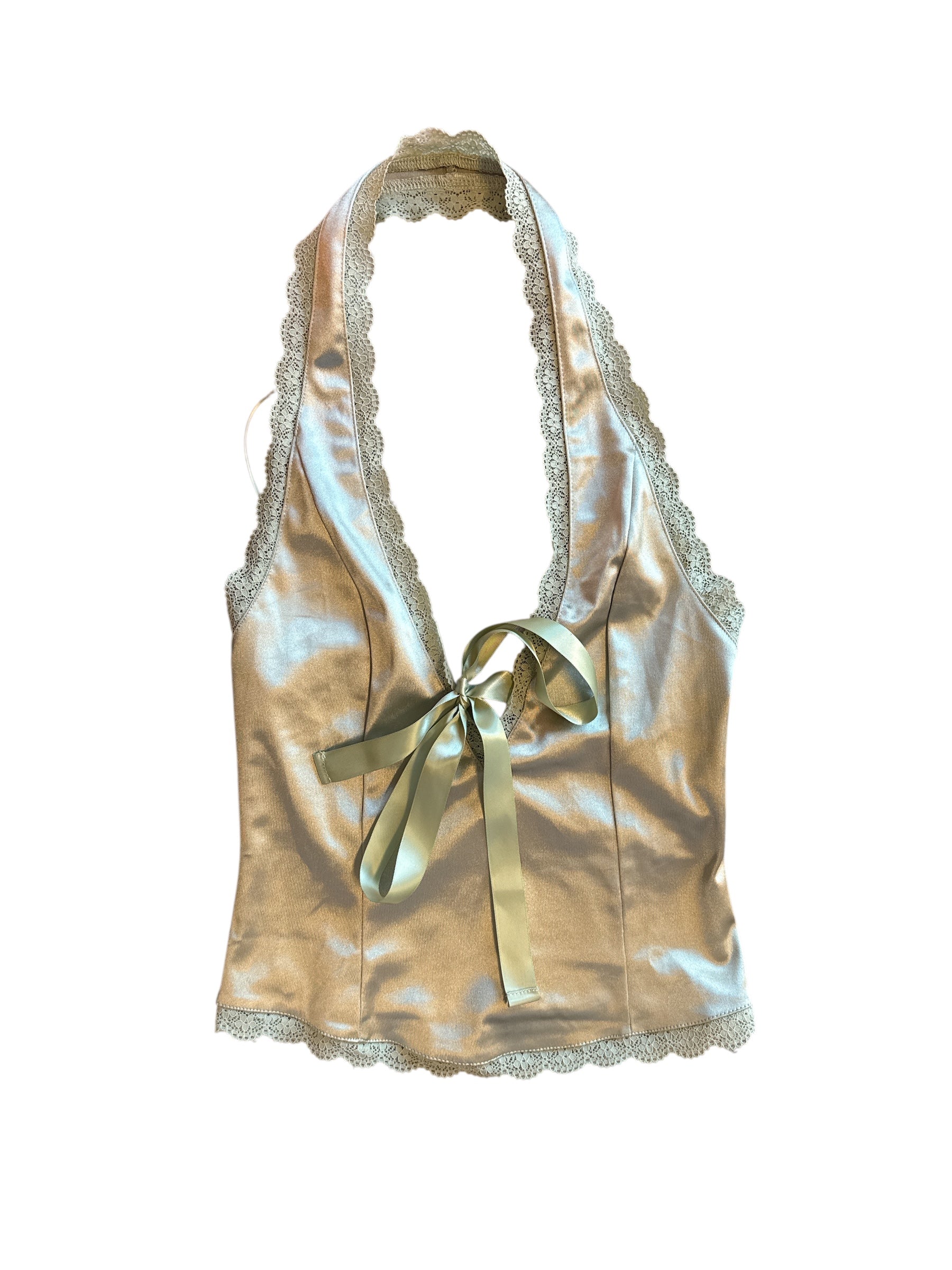 Green Kimchi blue NWT silky halter top, S
