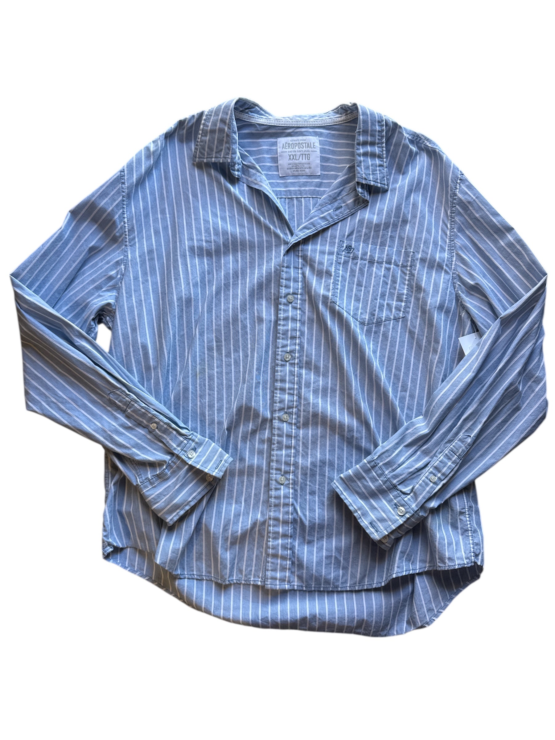 blue aeropostale striped ls button down, XXL