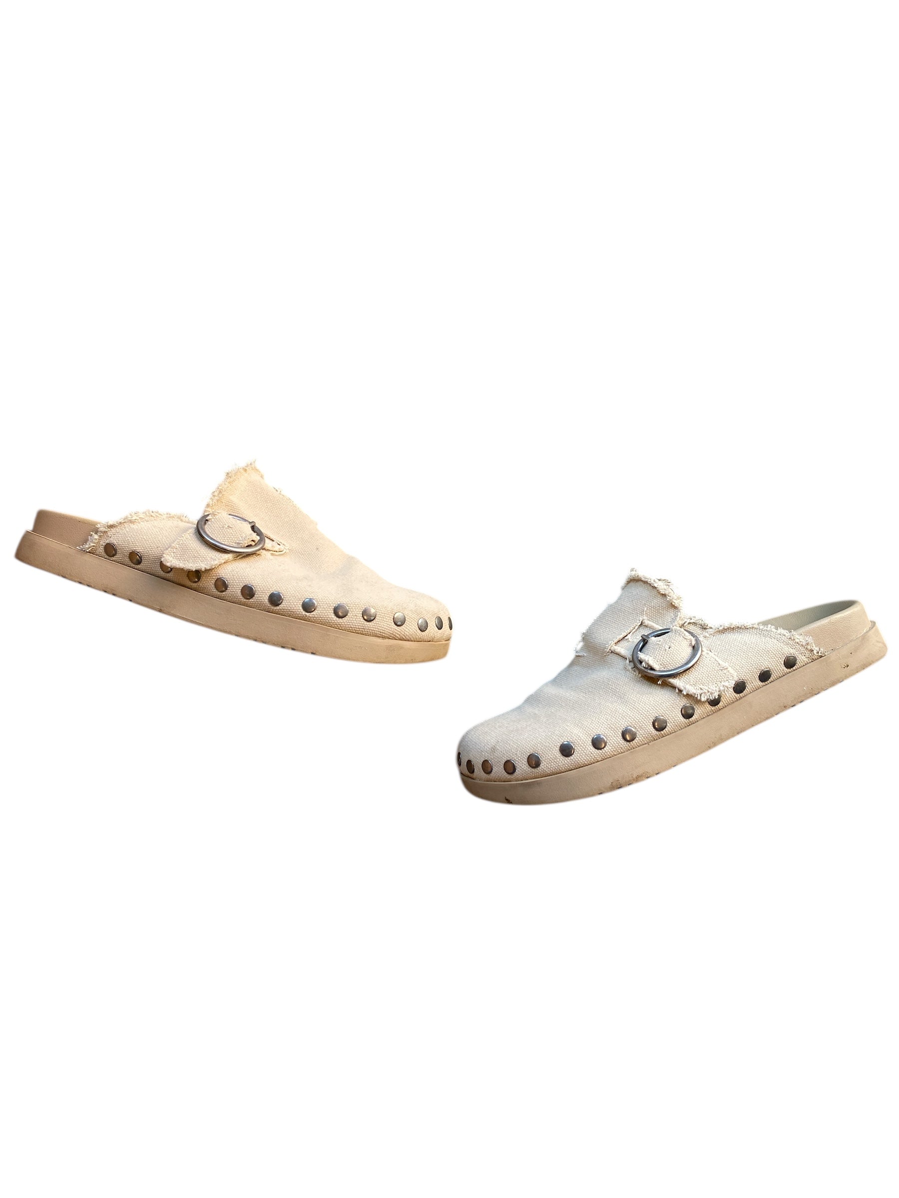 tan steve madden canvas clogs, 6