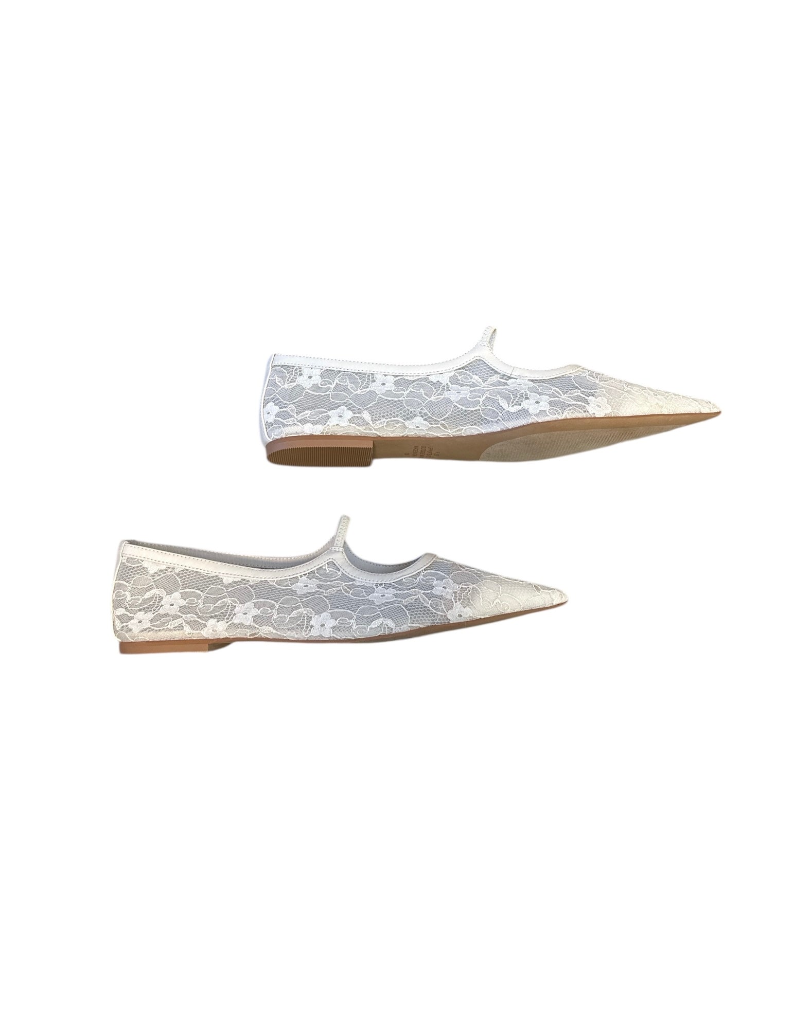 White Matisse Lace pointy flats, 10