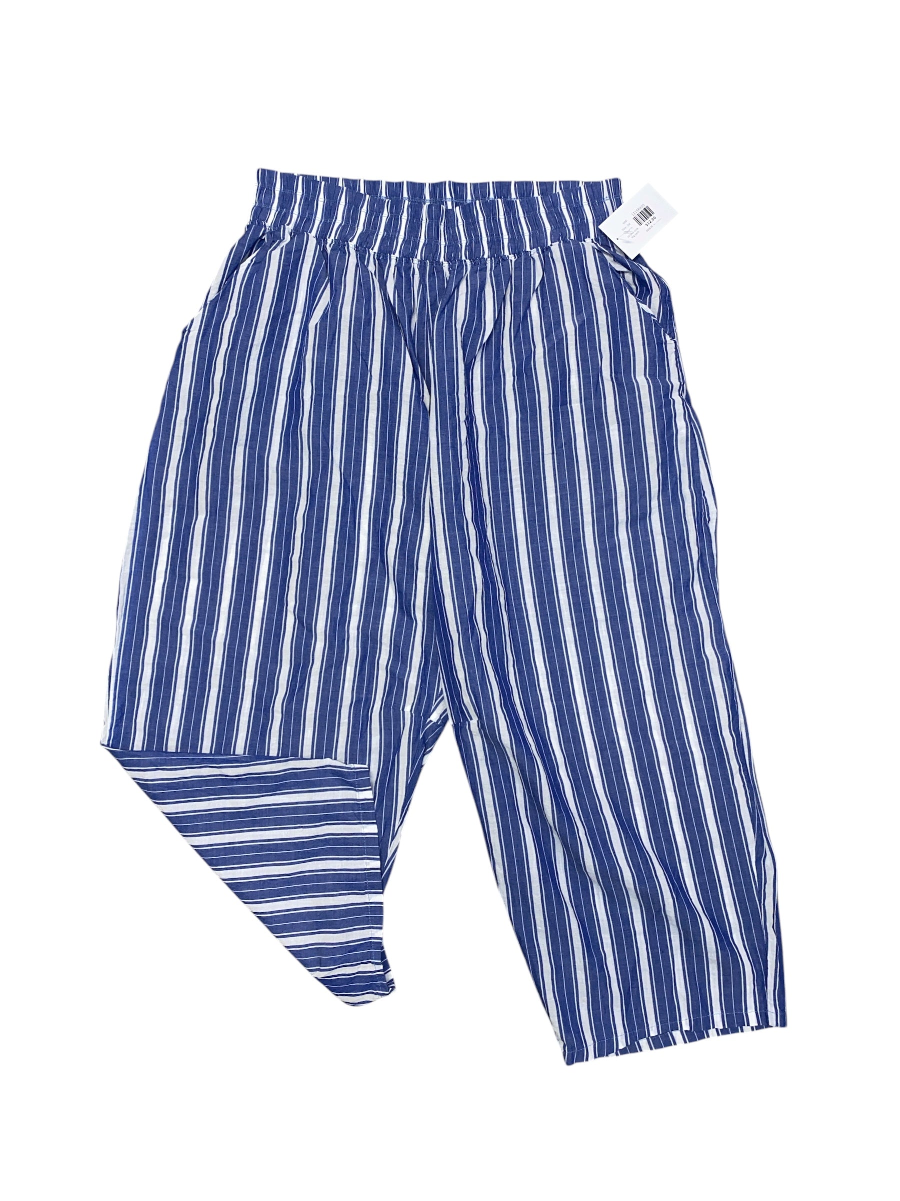 blue white oddi striped wide leg pant, 2xl