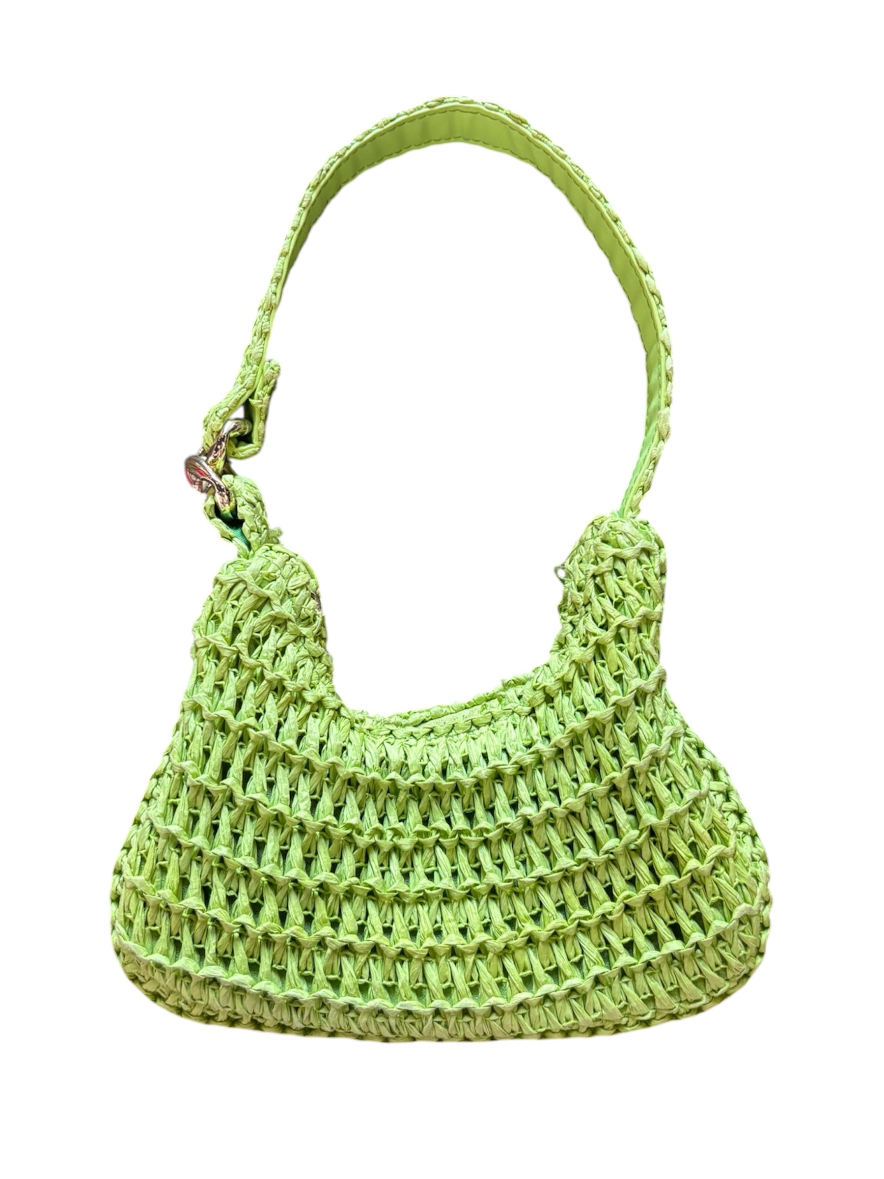 green h&m mini woven bag