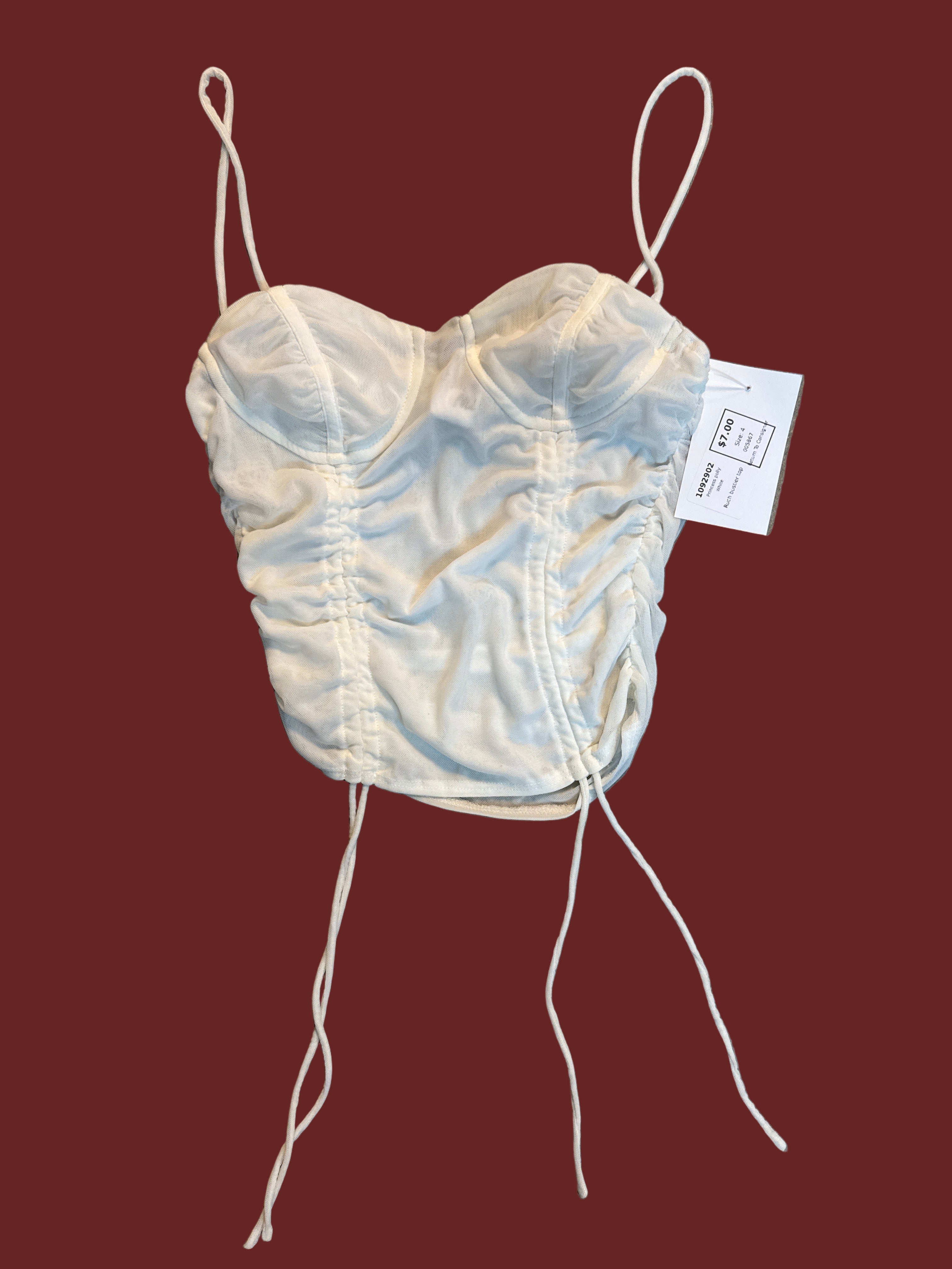 White Princess polly Ruch bustier top, 4