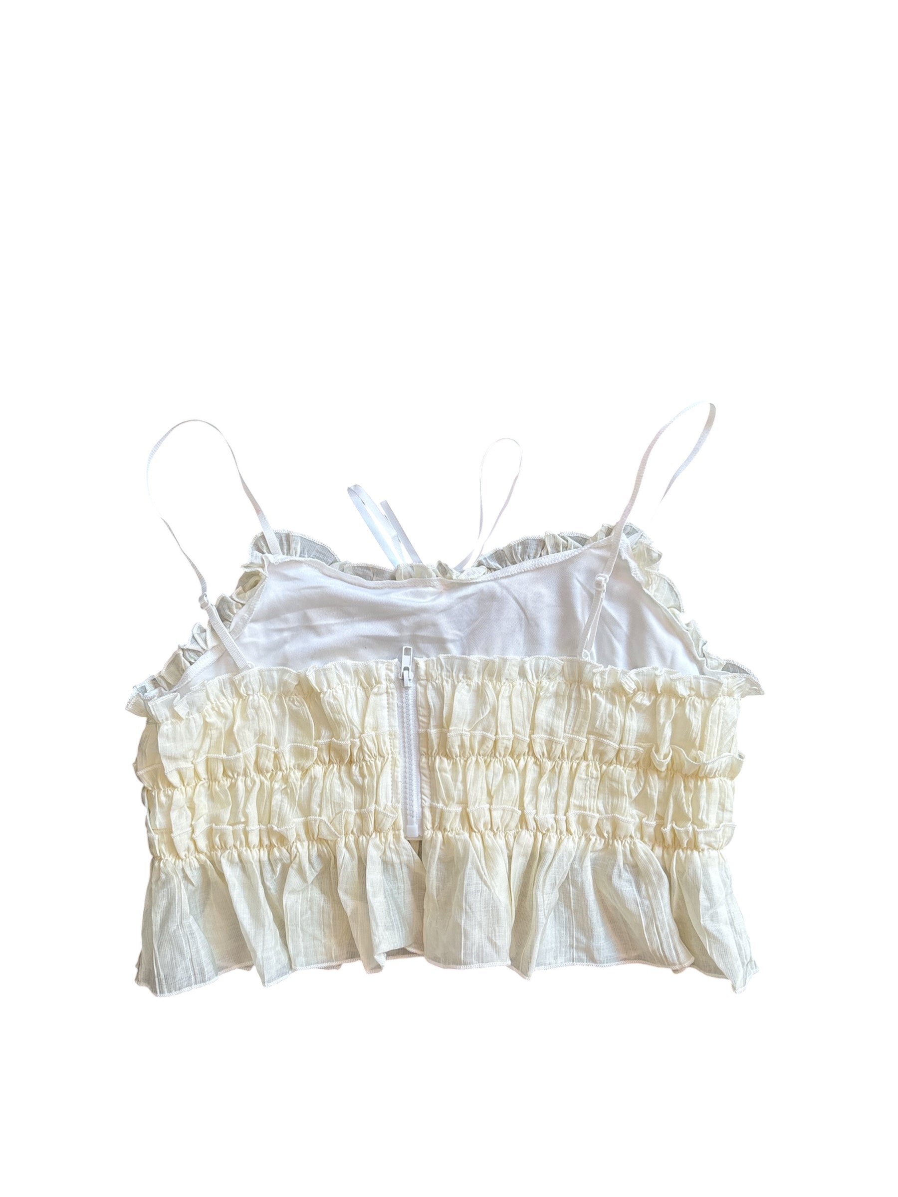 pale yellow  smocked tank top, L