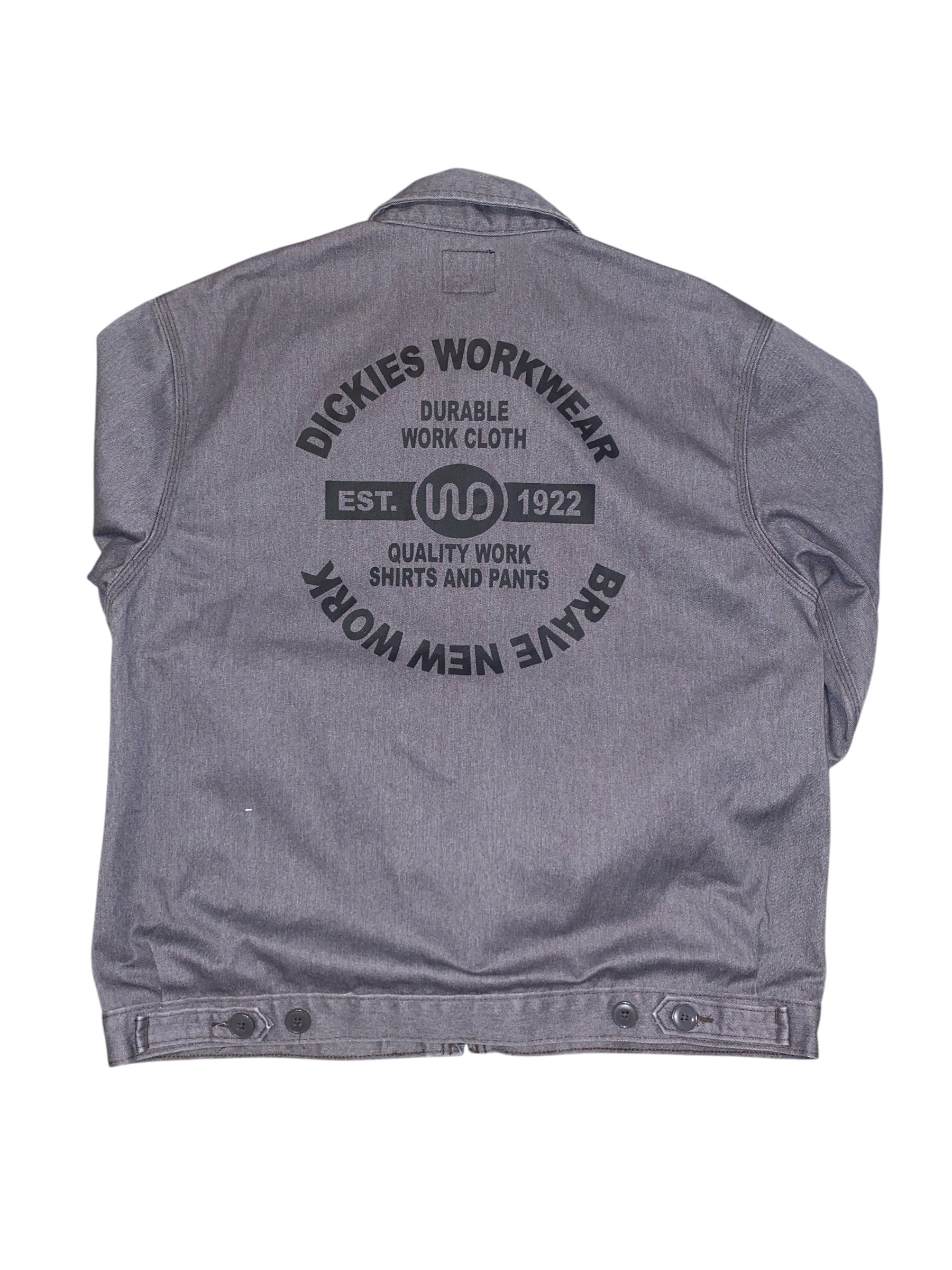 gray dickies branded zip up jacket, s