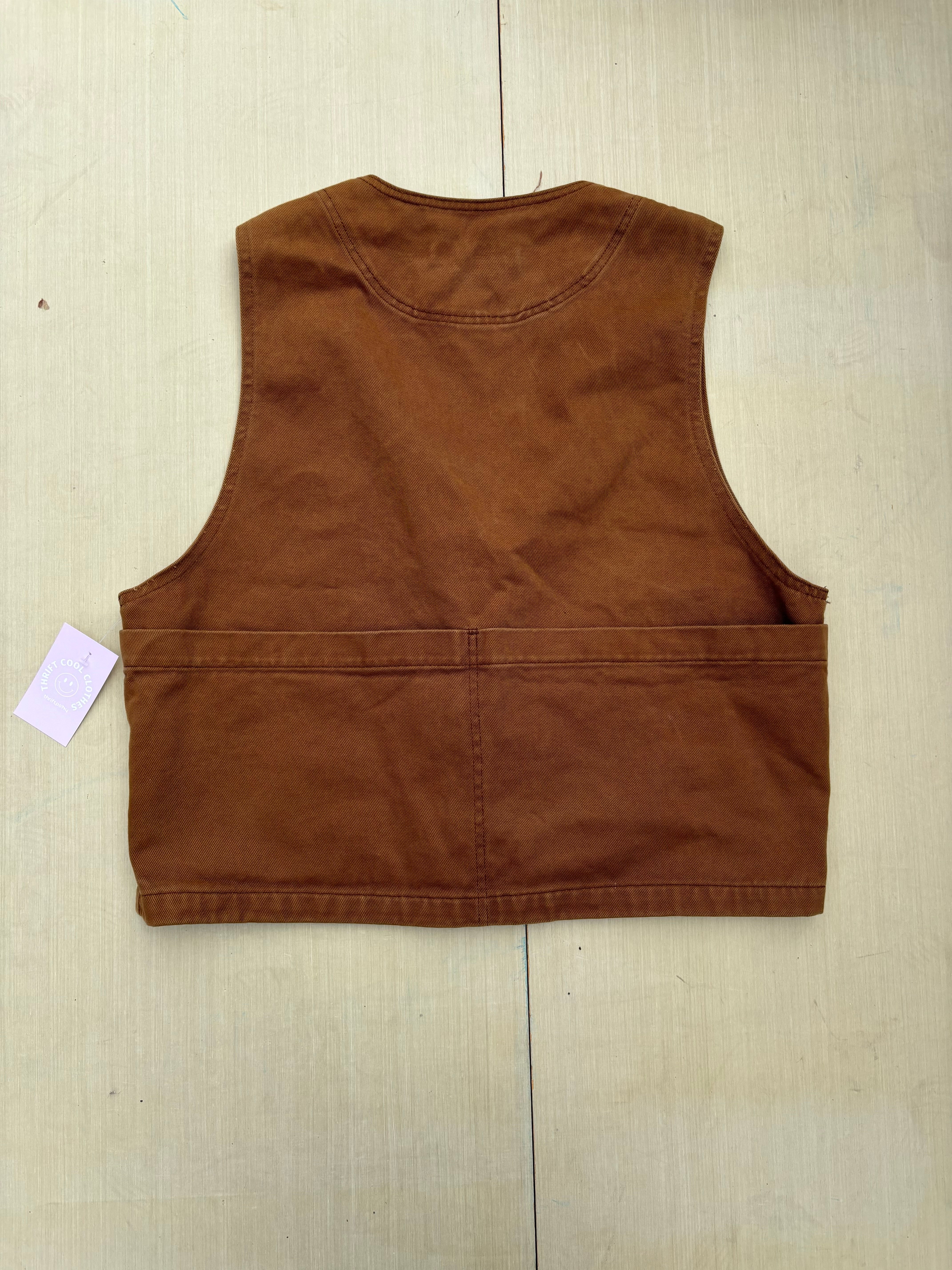 brown boss denim vest, L
