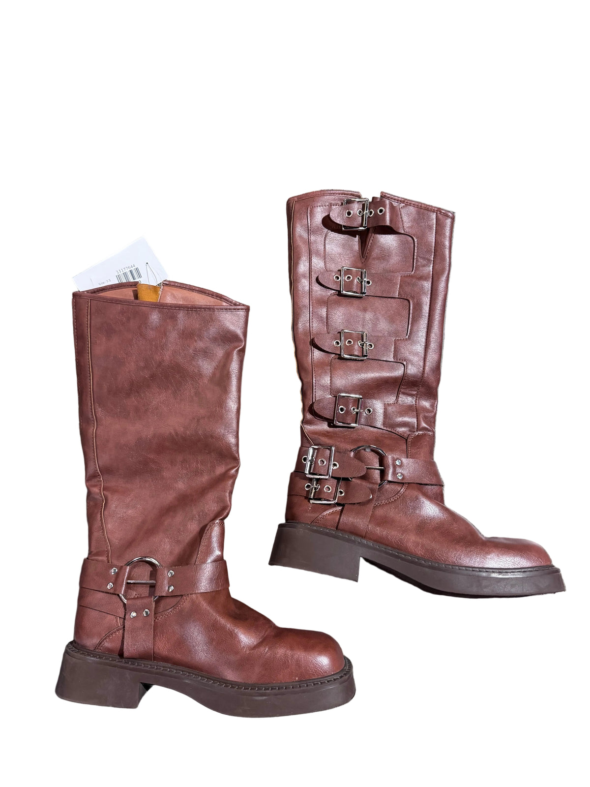 brown  motoboots, 7.5