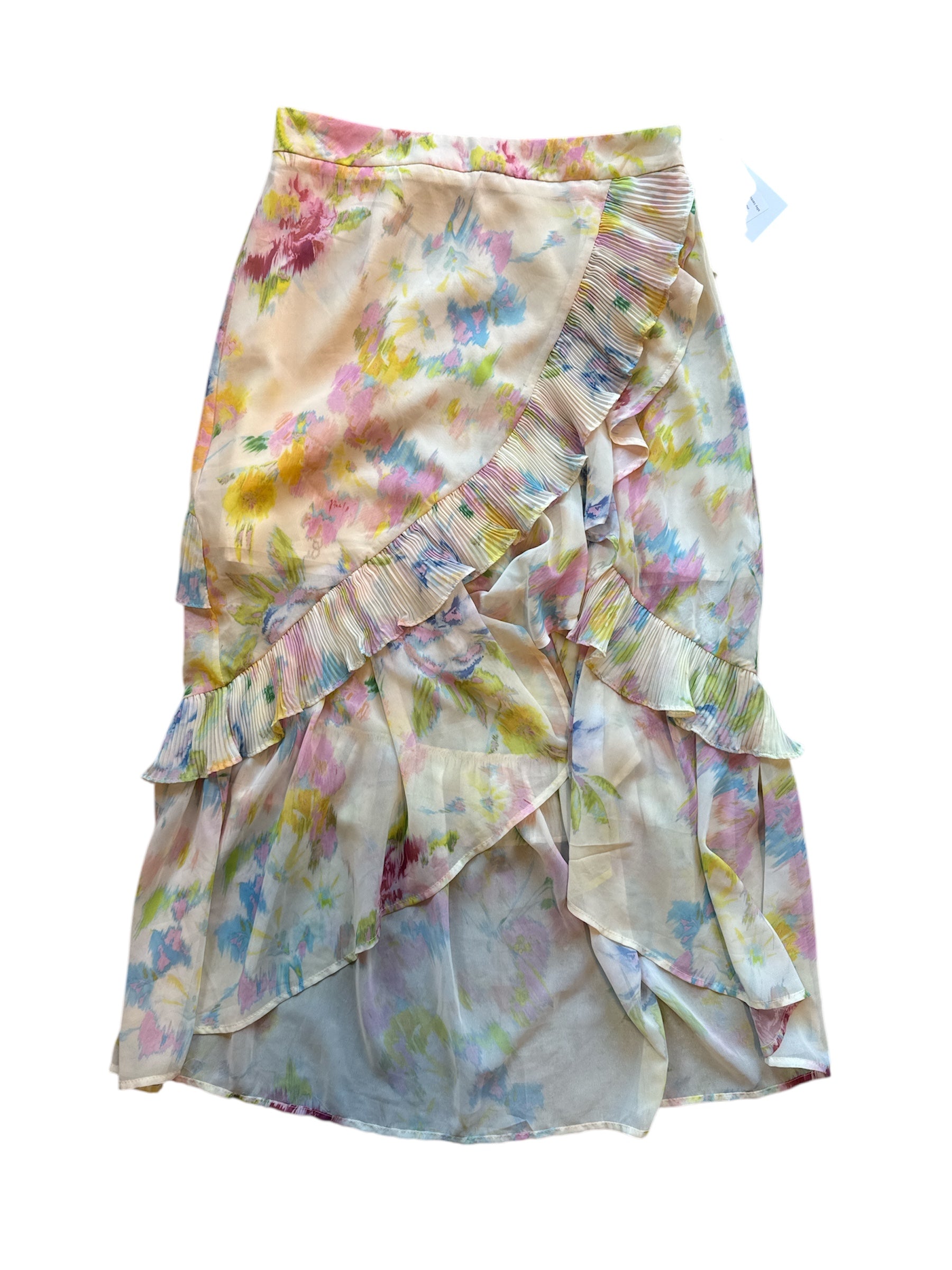 multi vestique silky tiered skirt, m