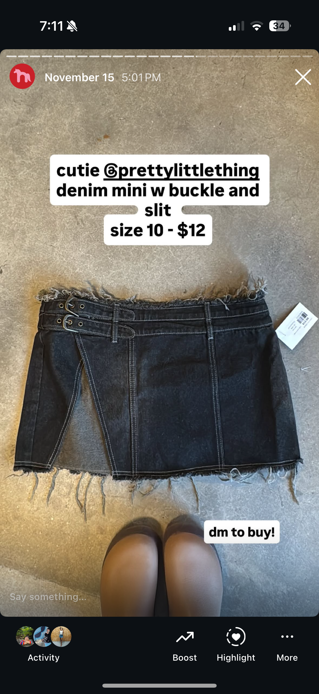 dark wash prettylittlething denim mini skirt, 10
