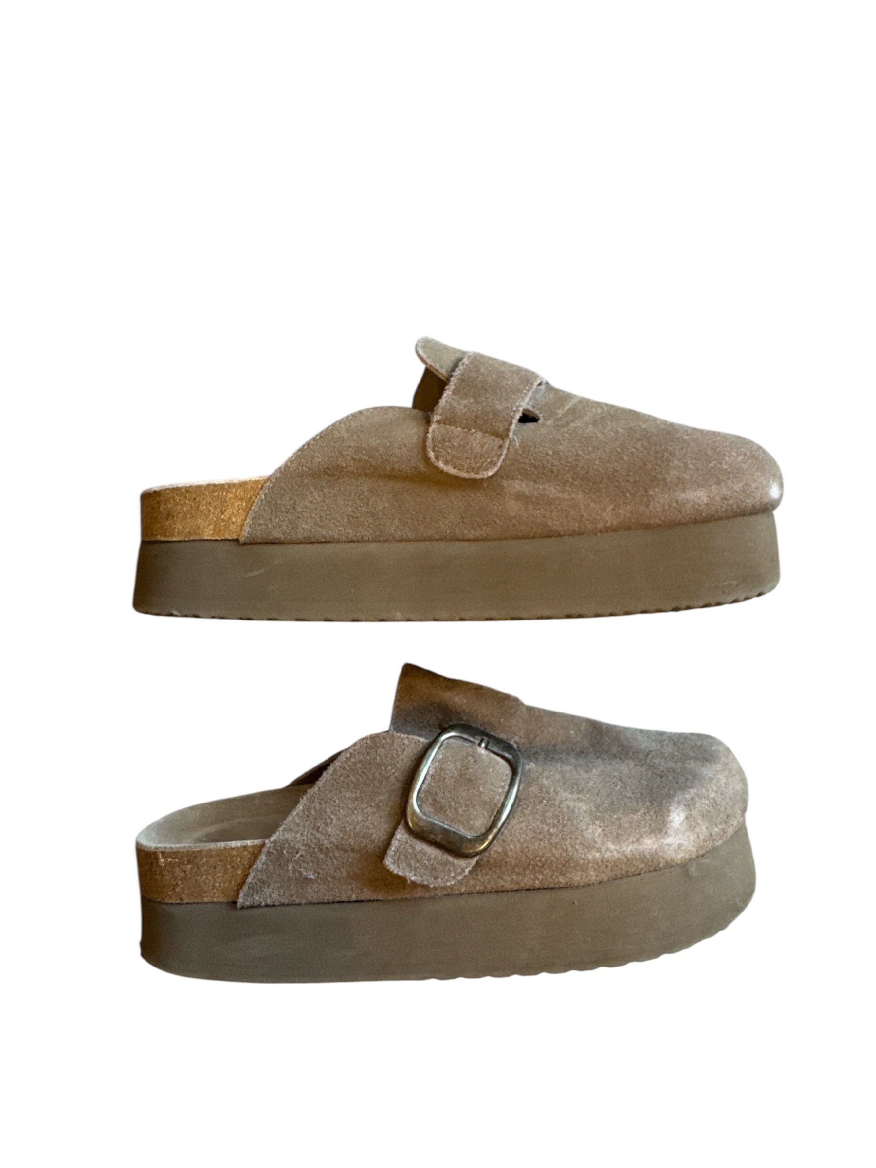 Taupe Cushionaire Platform clogs, 9