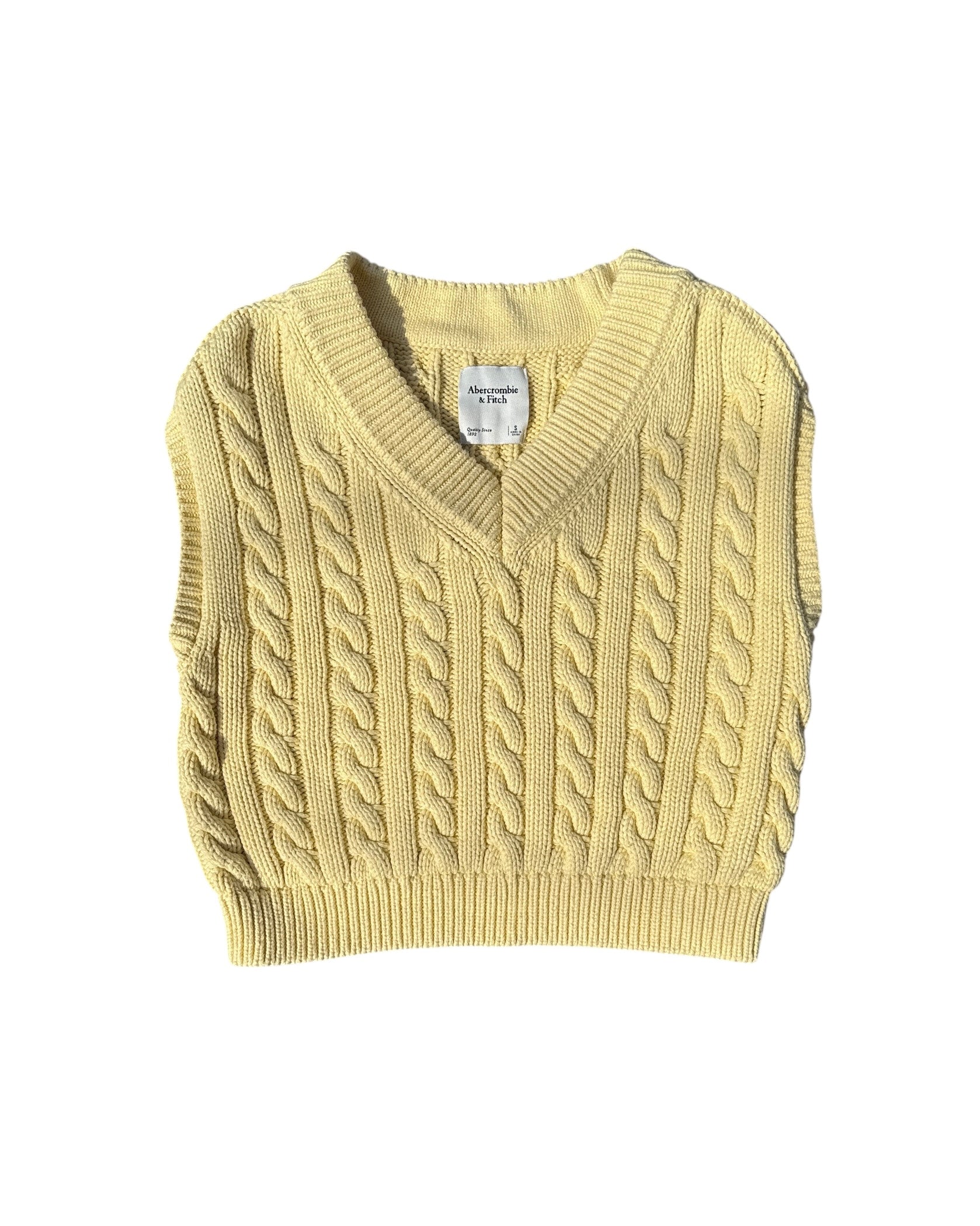 yellow abercrombie knit vest, s