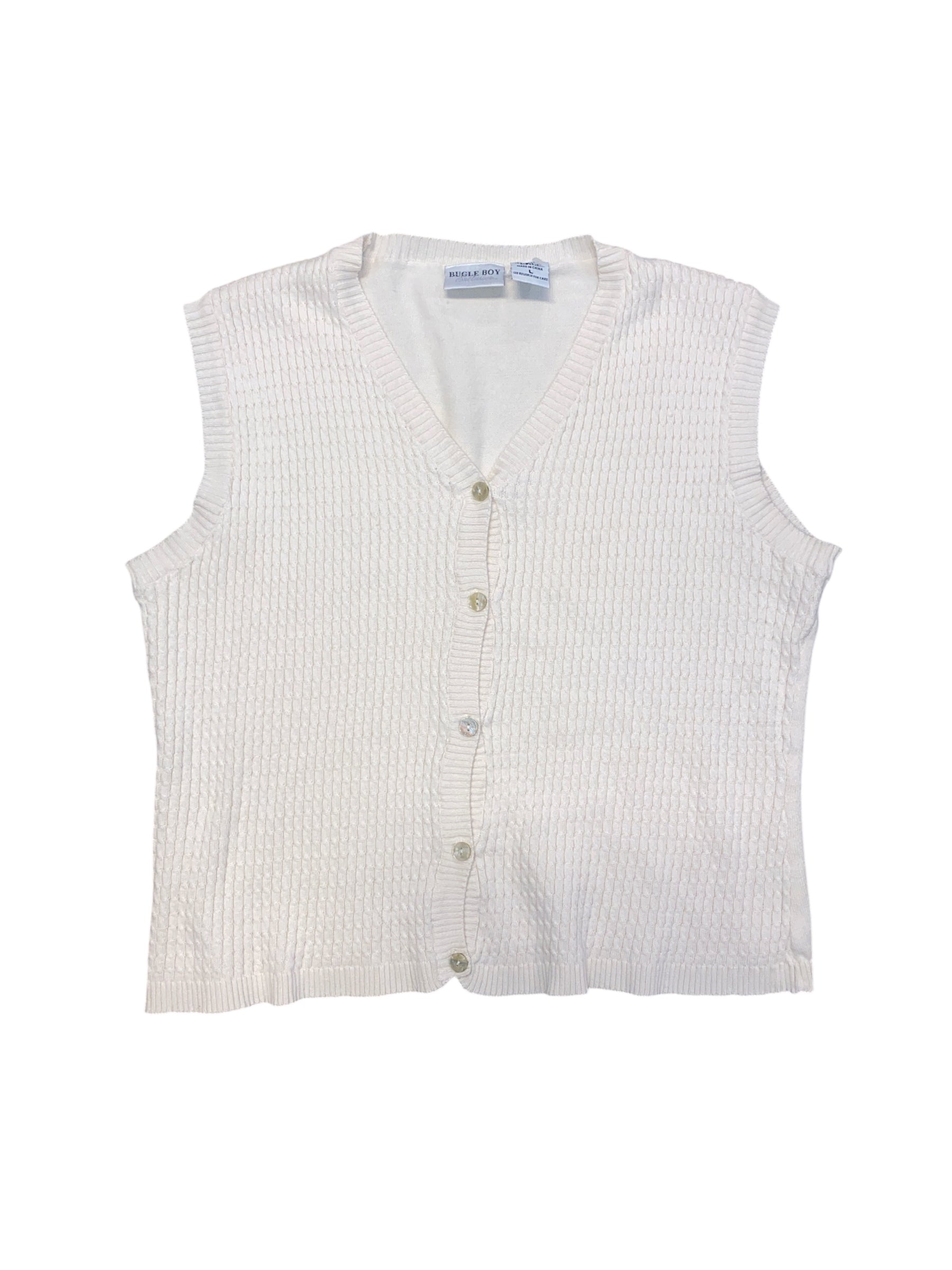cream bugle boy knit vest, L