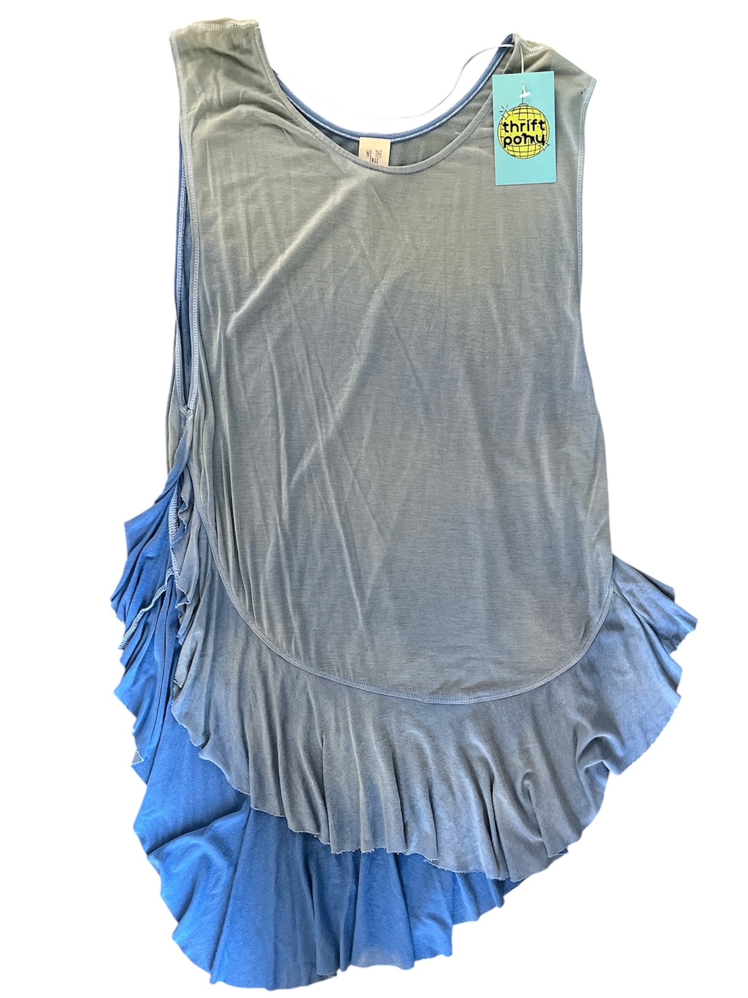 blue free people ruffle ombre top, xs