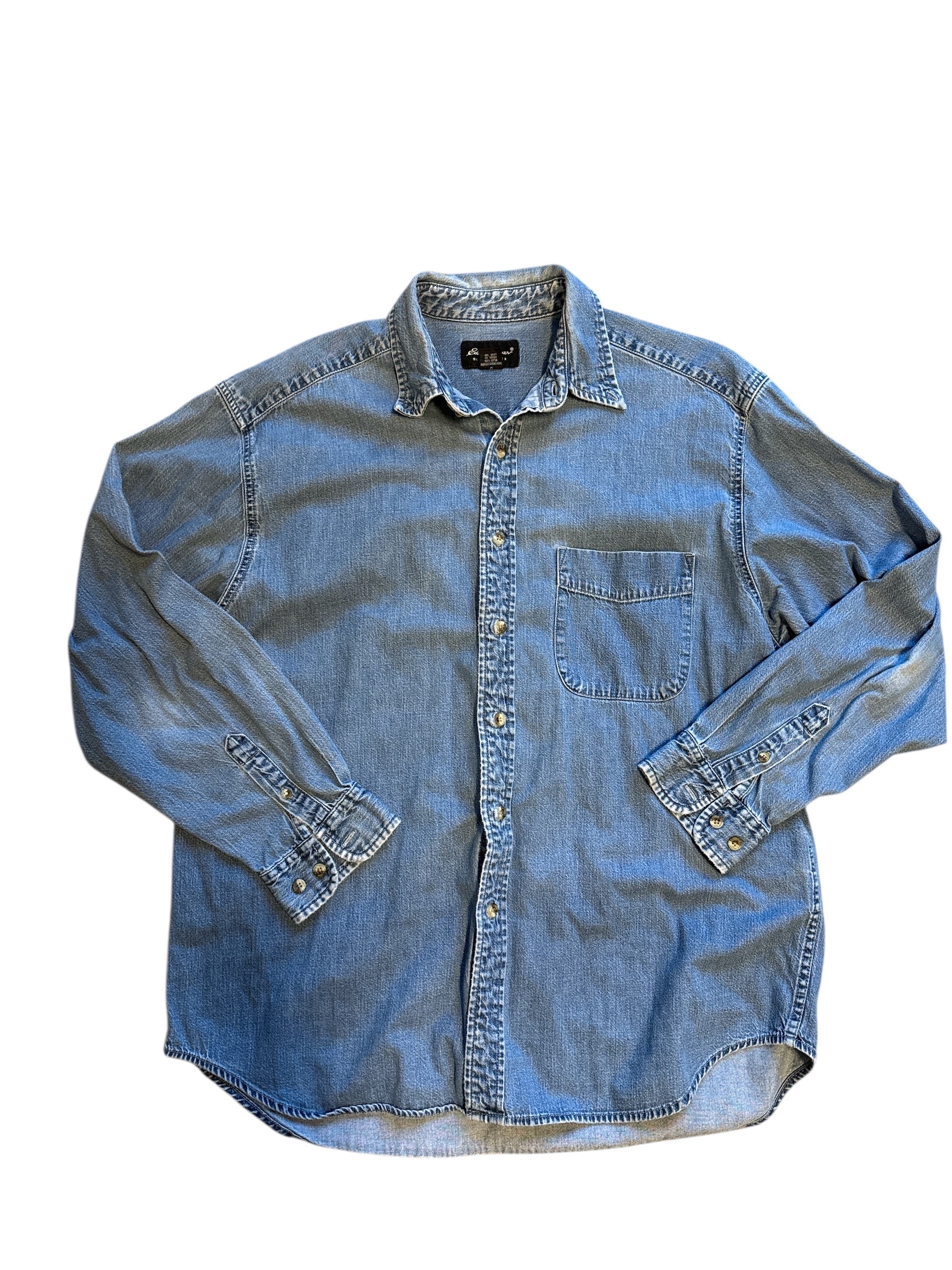 med wash eddie bauer denim button down, L