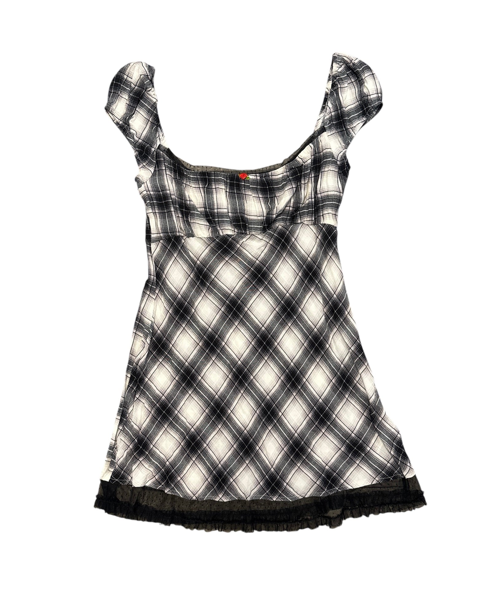 black white kimchi blue plaid mini dress, xl