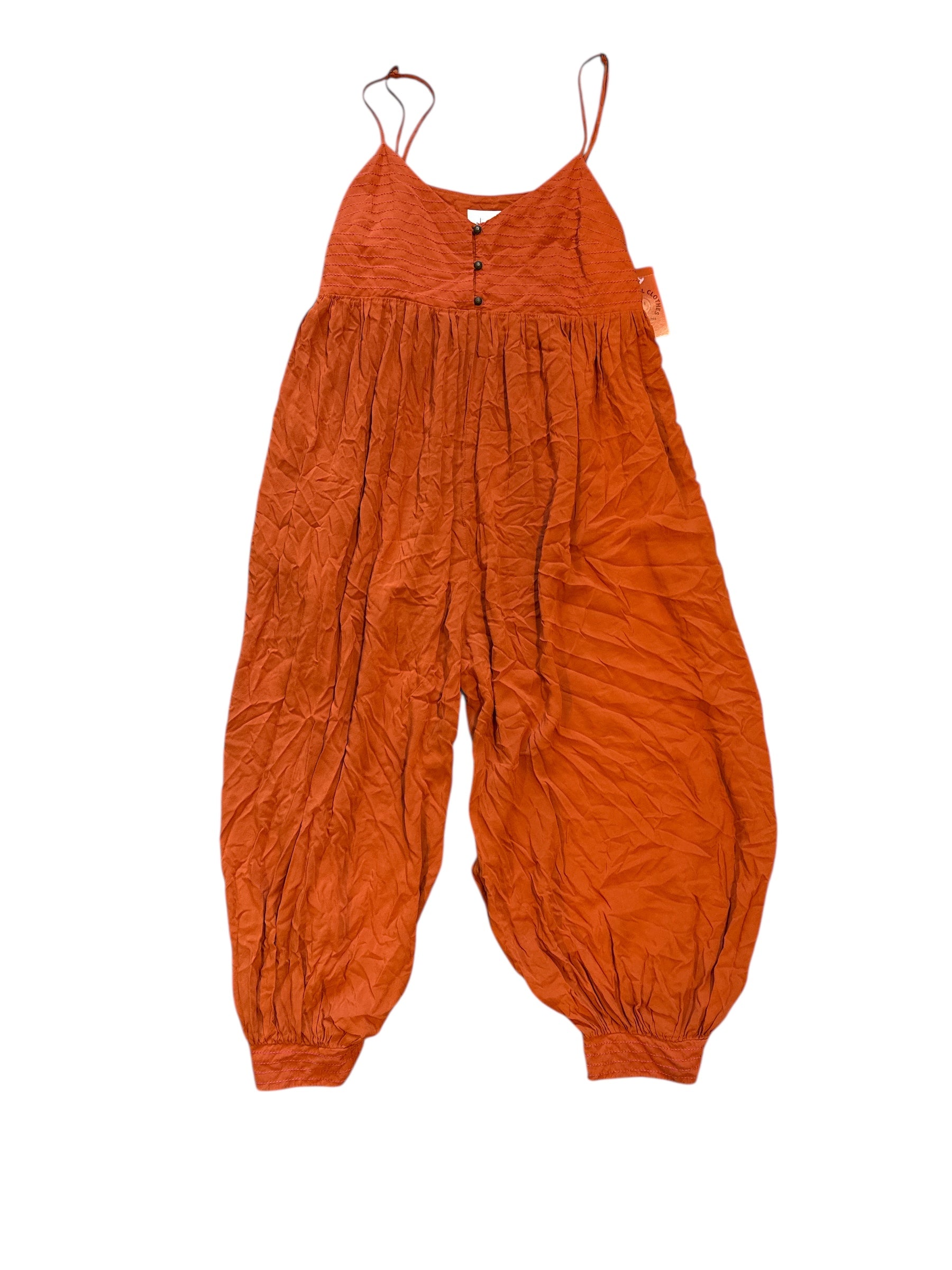 orange anthropologie cami jumpsuit, m