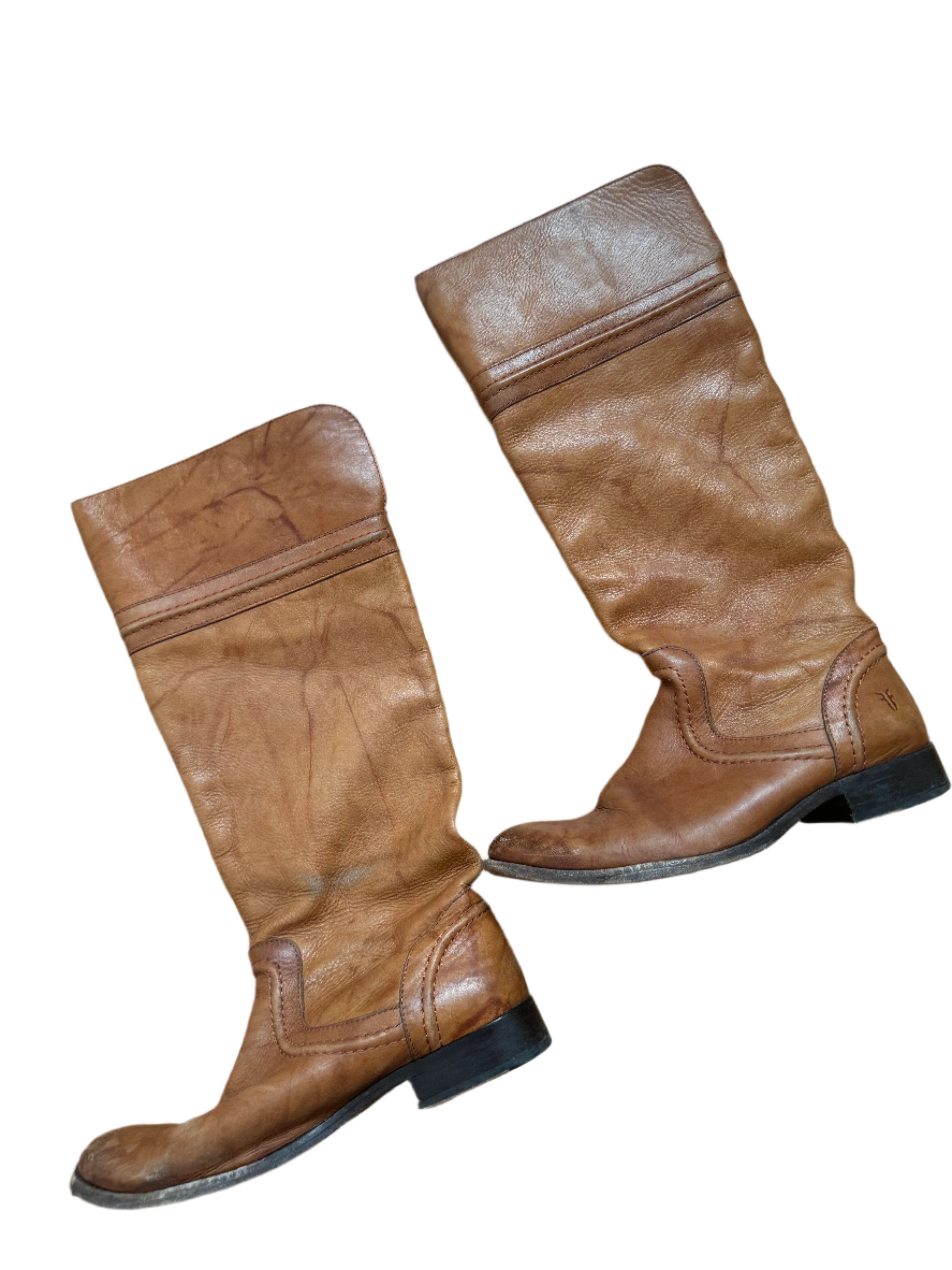 Light brown Frye Melissa riding boots, 7.5