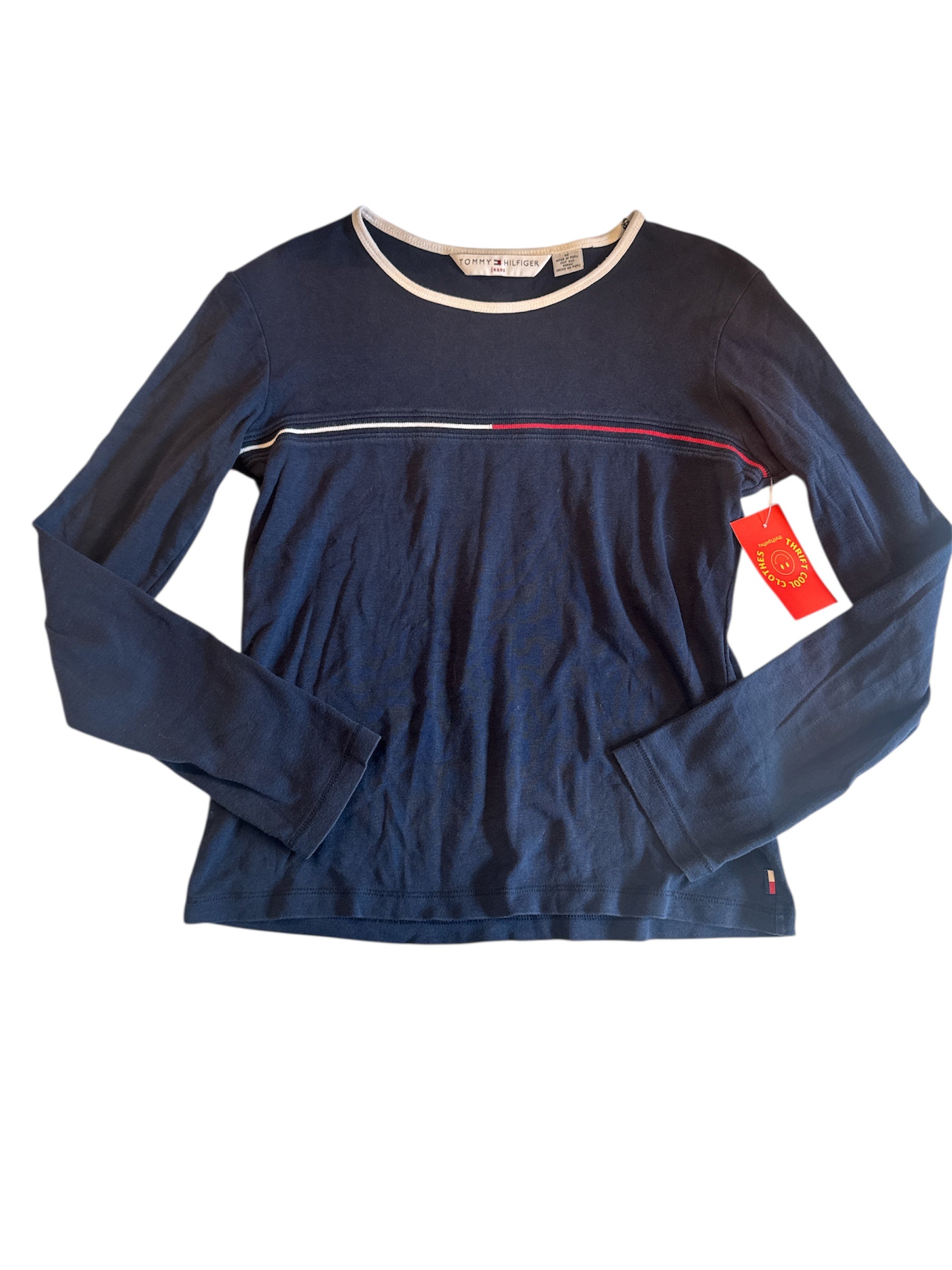 blue tommy hilfiger striped long sleeve, m